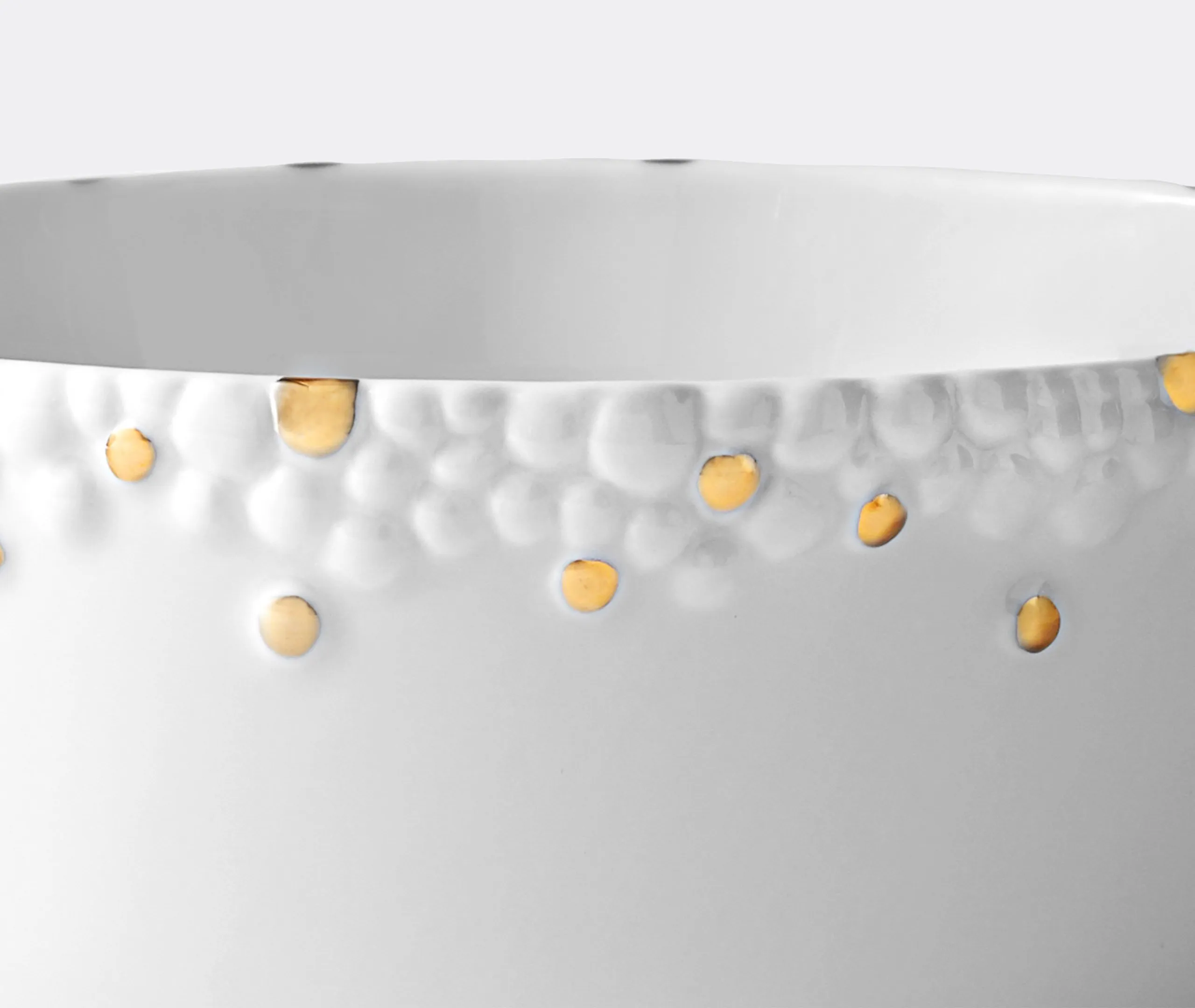 Cereal Bowl with Gold Accents - White, Porcelain