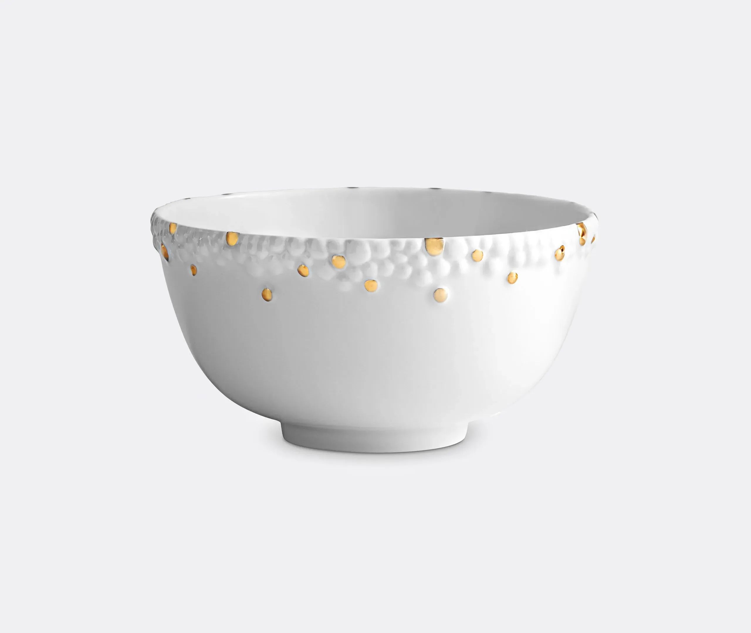 Cereal Bowl with Gold Accents - White, Porcelain