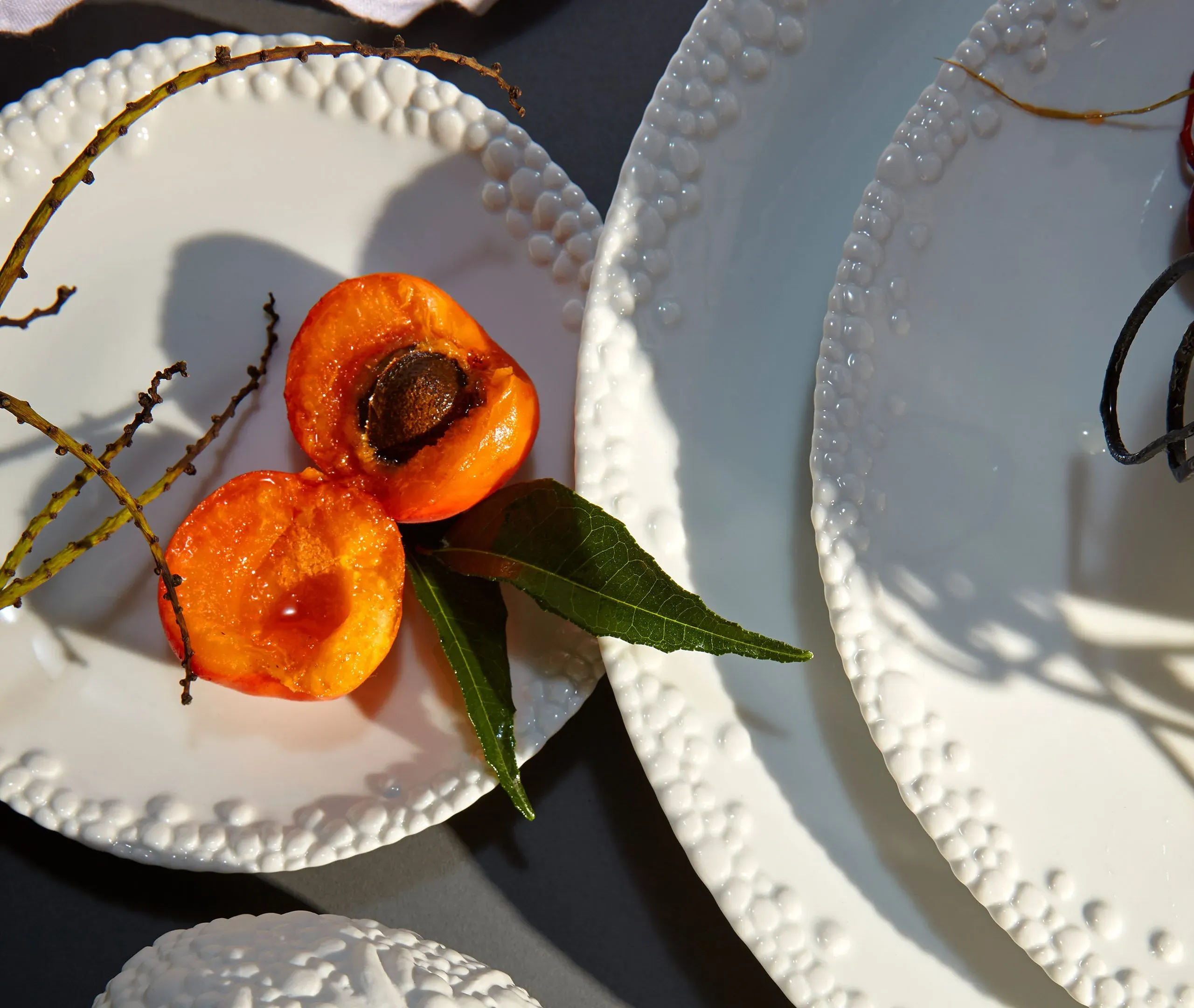 Cereal Bowl with Raised Pattern - White, Porcelain