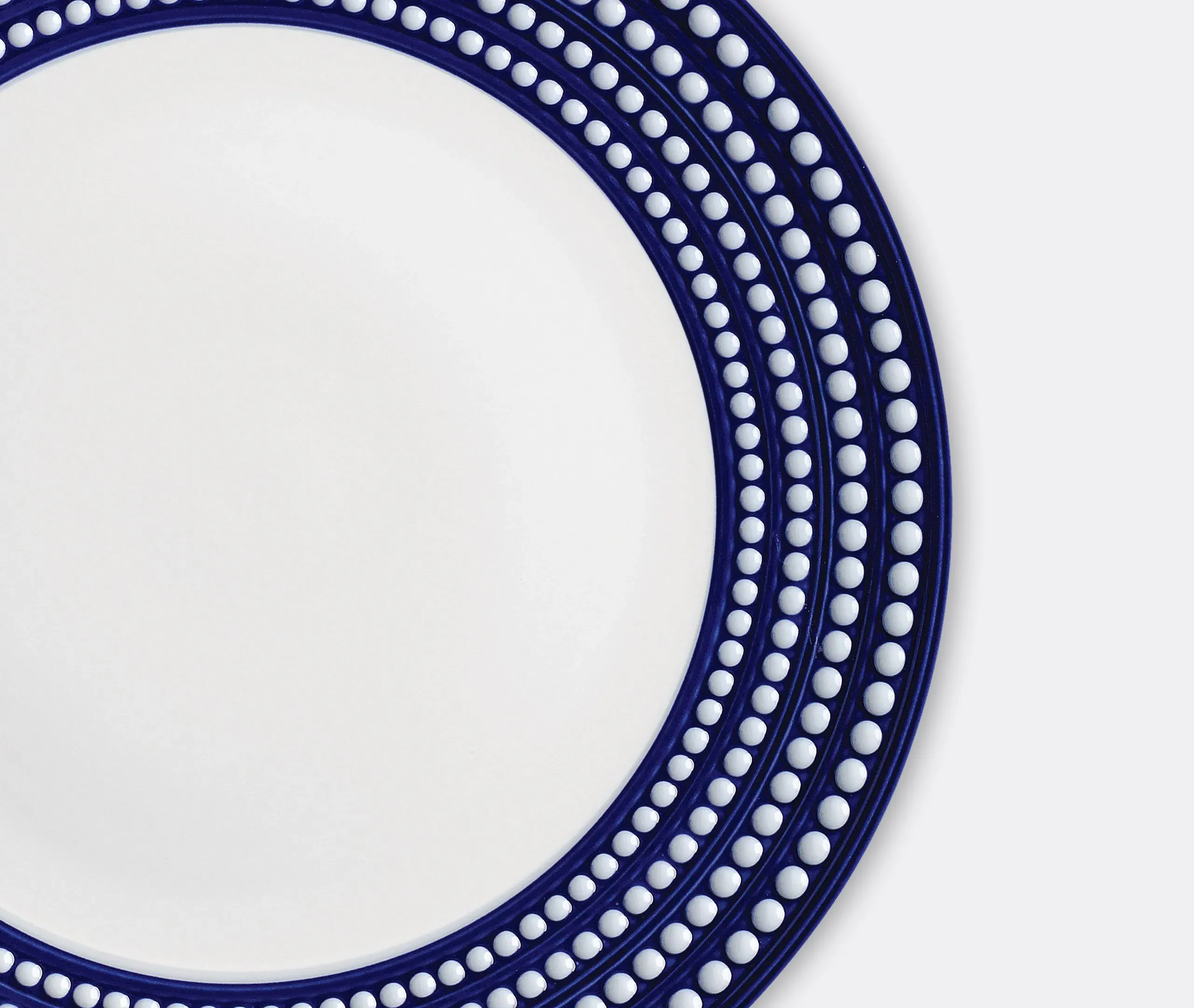 Charger Plate with Hand-Painted Rim - Blue, Porcelain