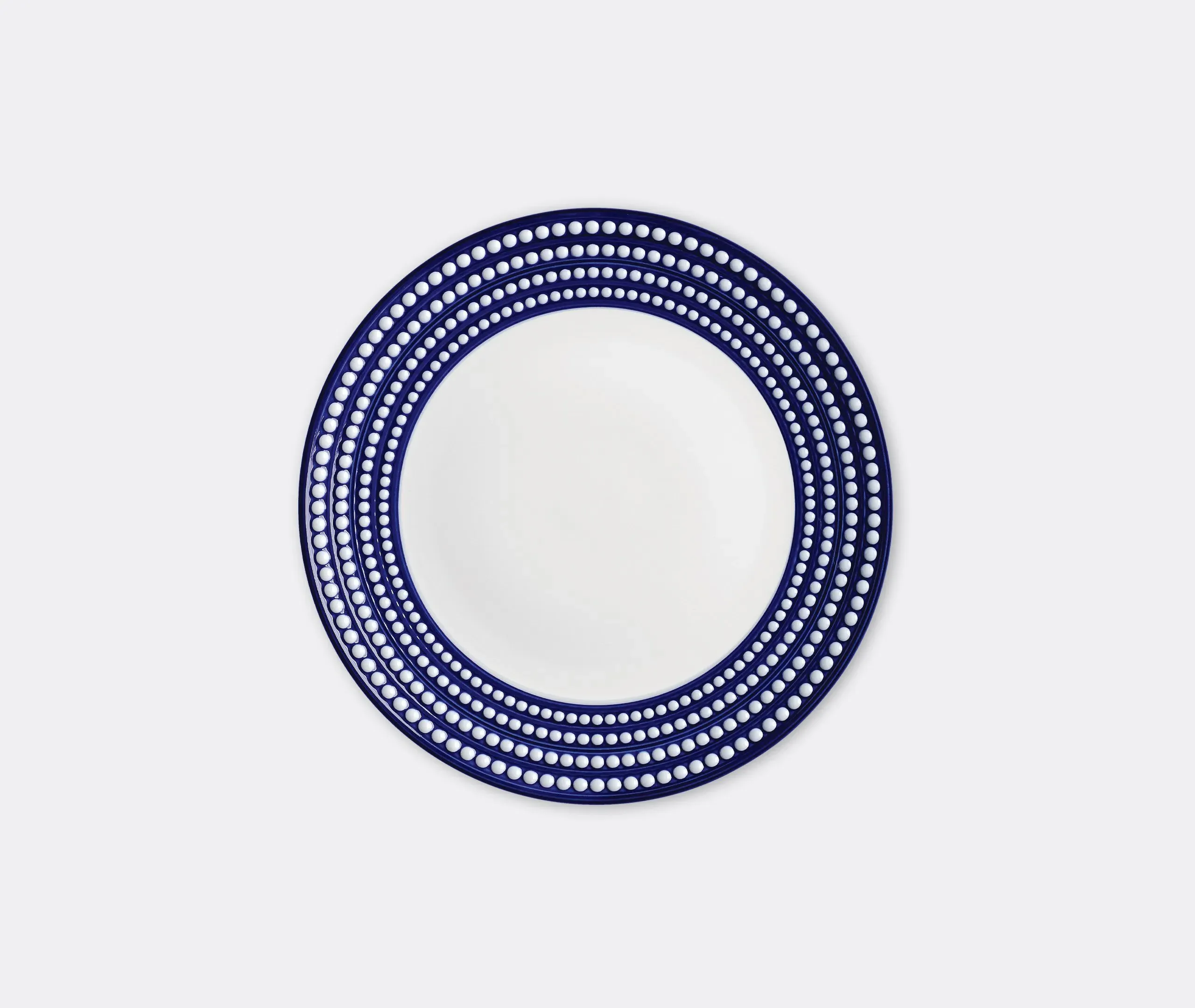 Charger Plate with Hand-Painted Rim - Blue, Porcelain
