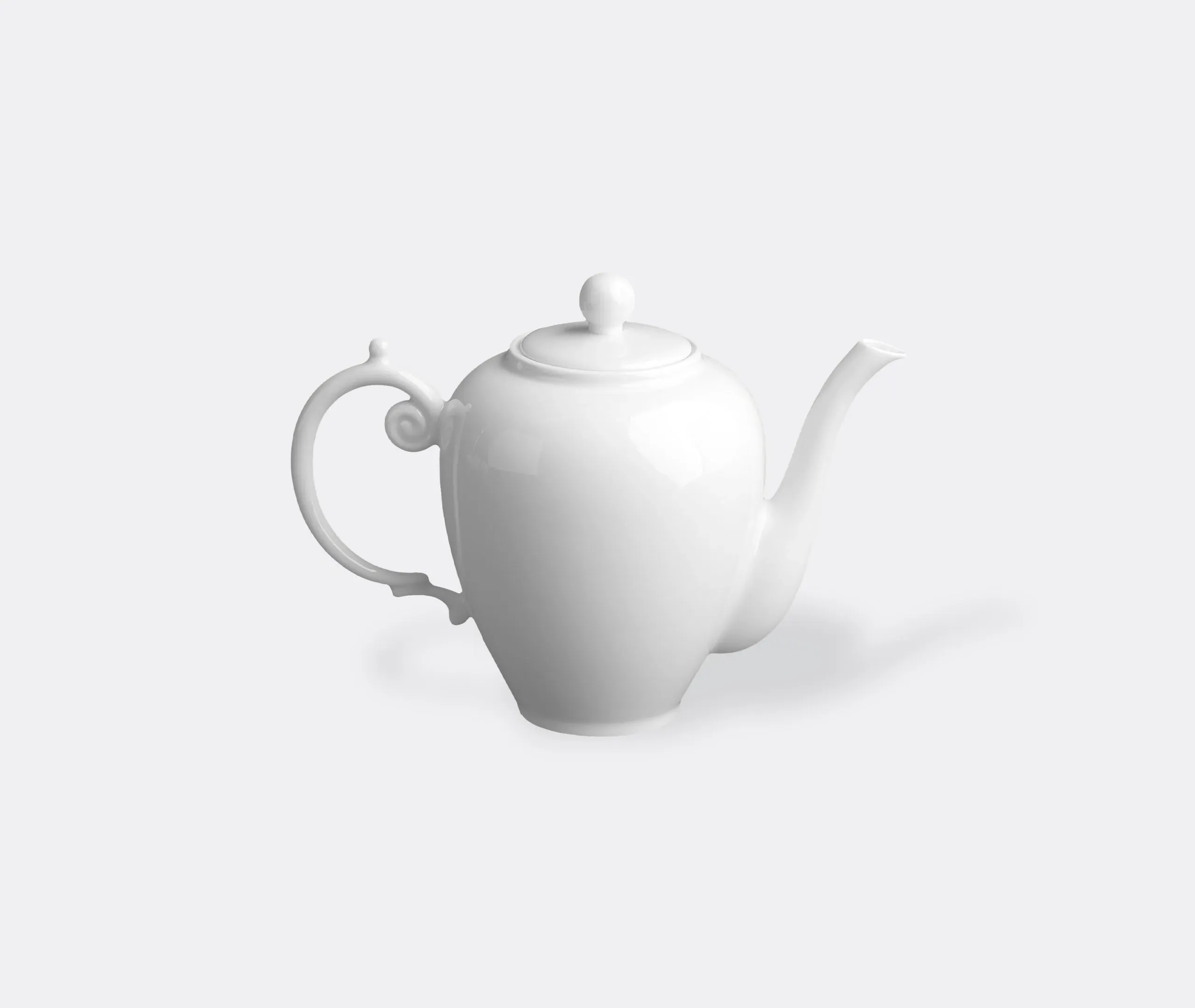Coffee Pot with Decorative Handle - White, Porcelain