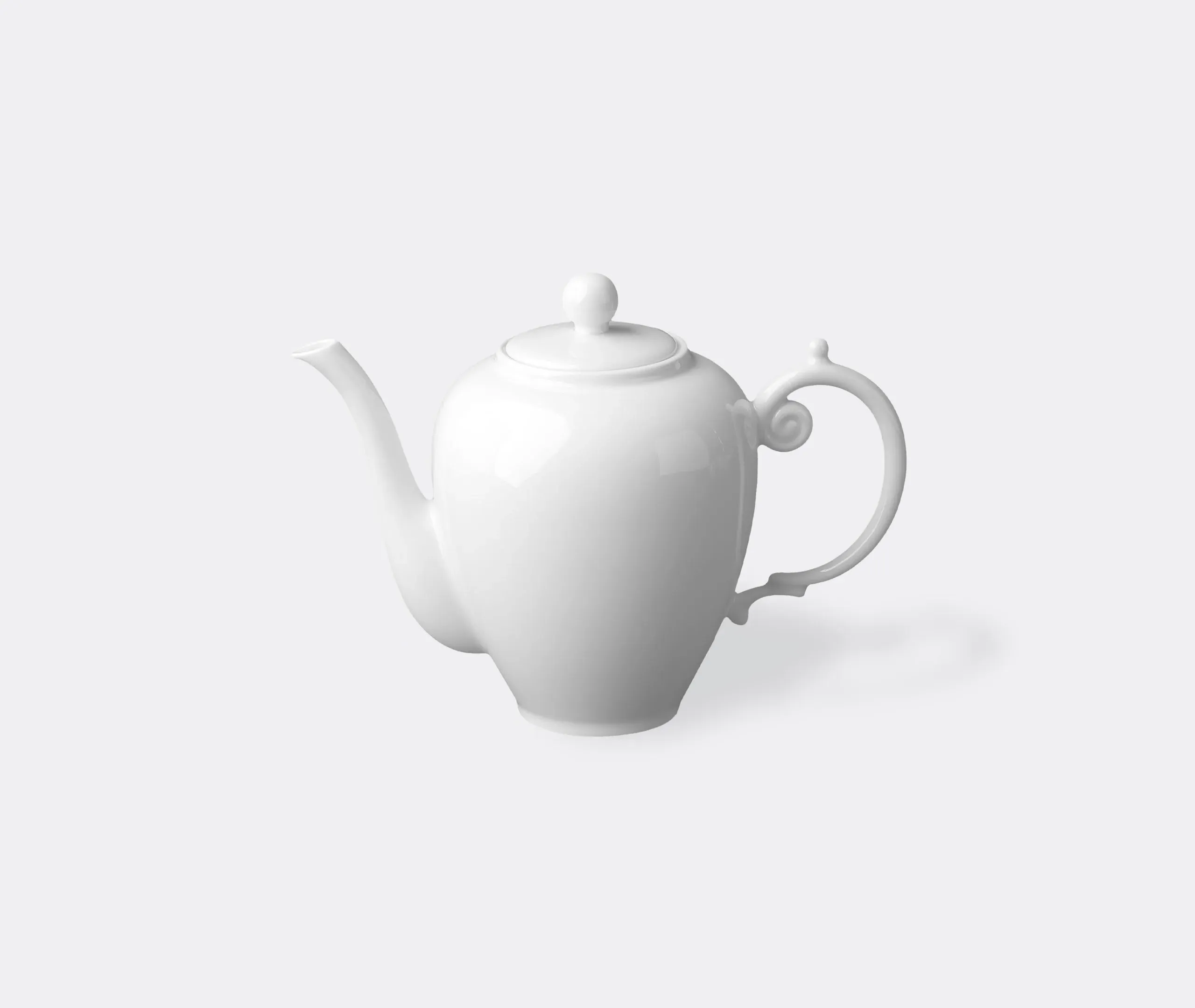 Coffee Pot with Decorative Handle - White, Porcelain