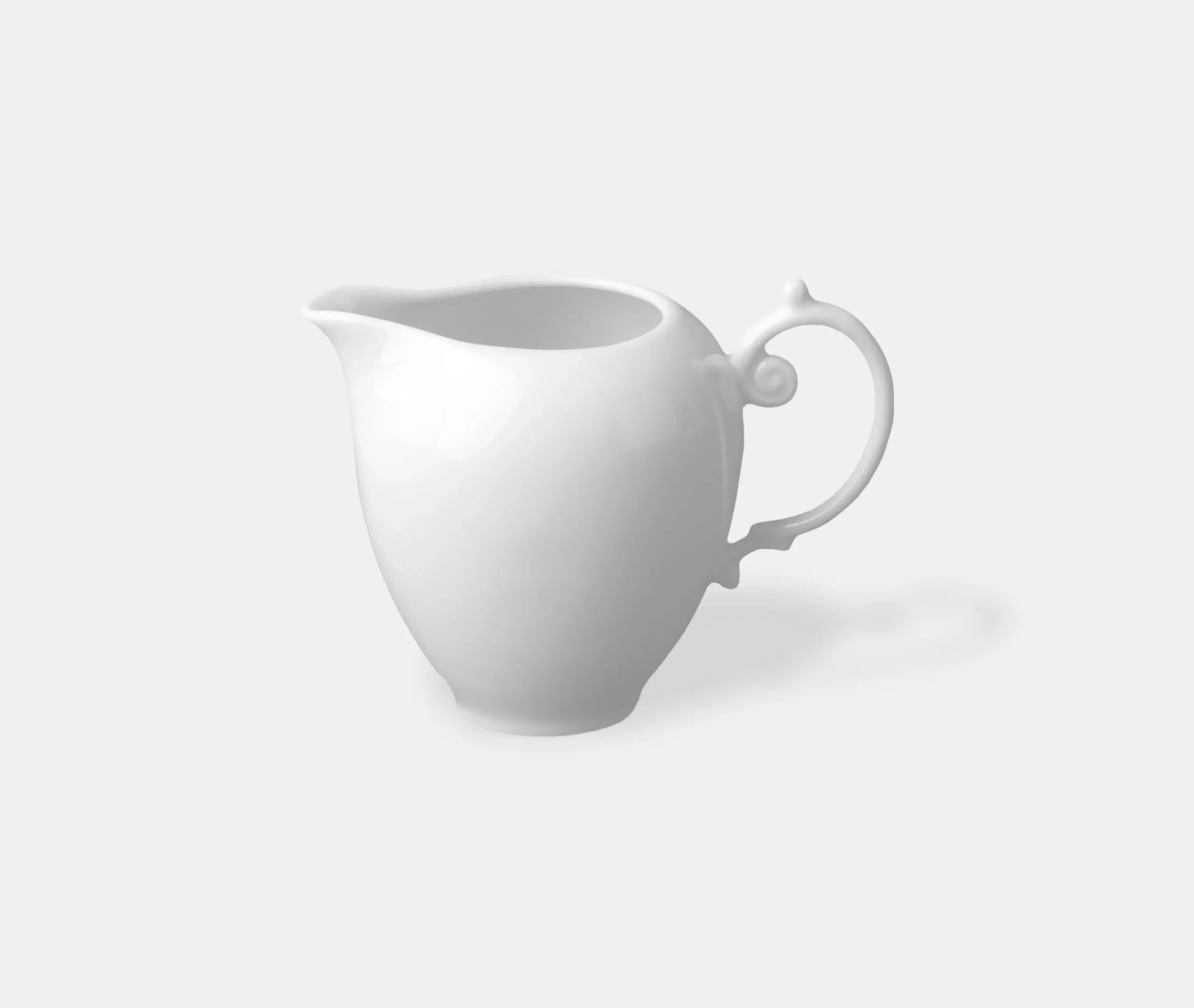 Creamer with Decorative Handle - White, Porcelain