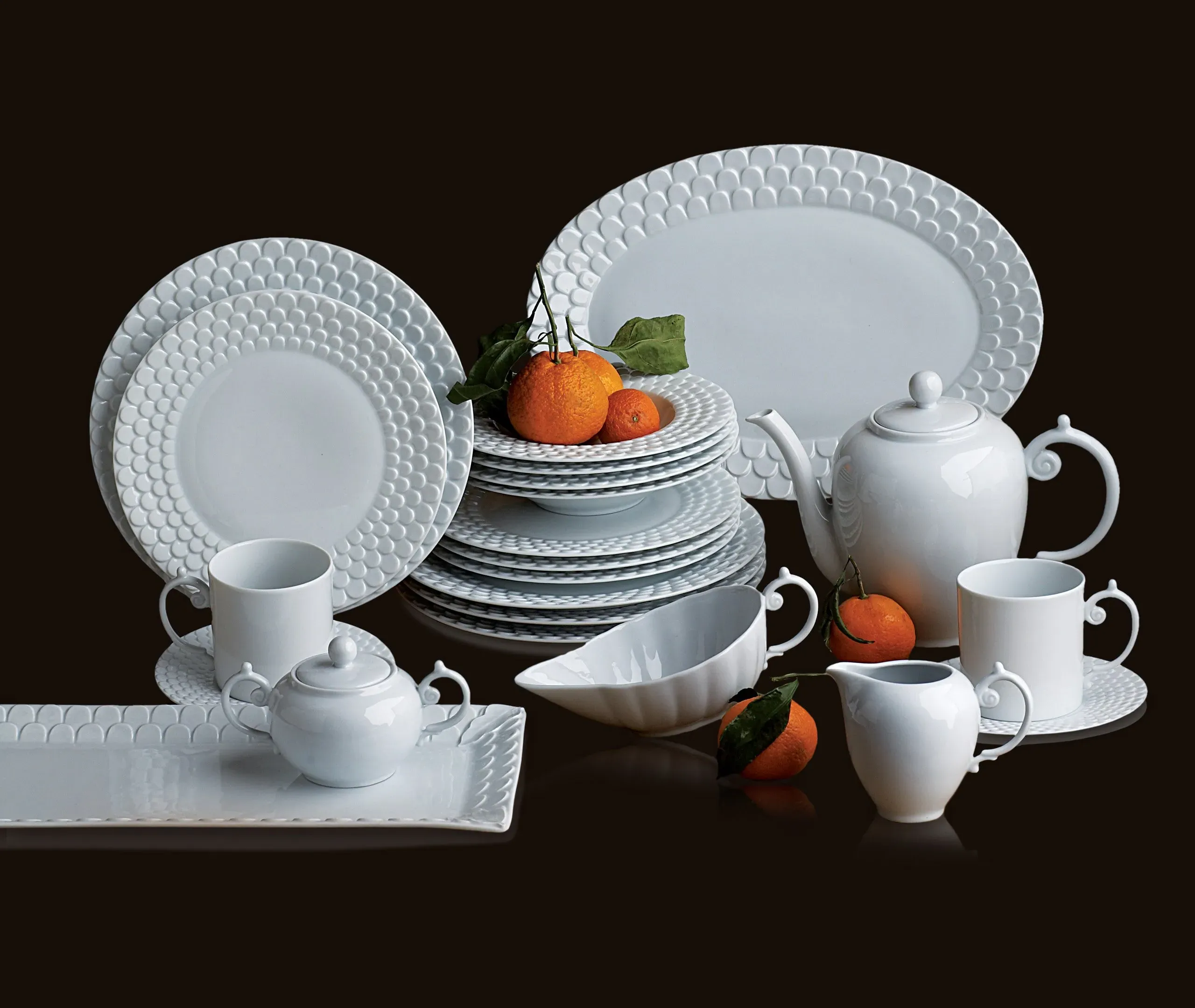 Creamer with Decorative Handle - White, Porcelain