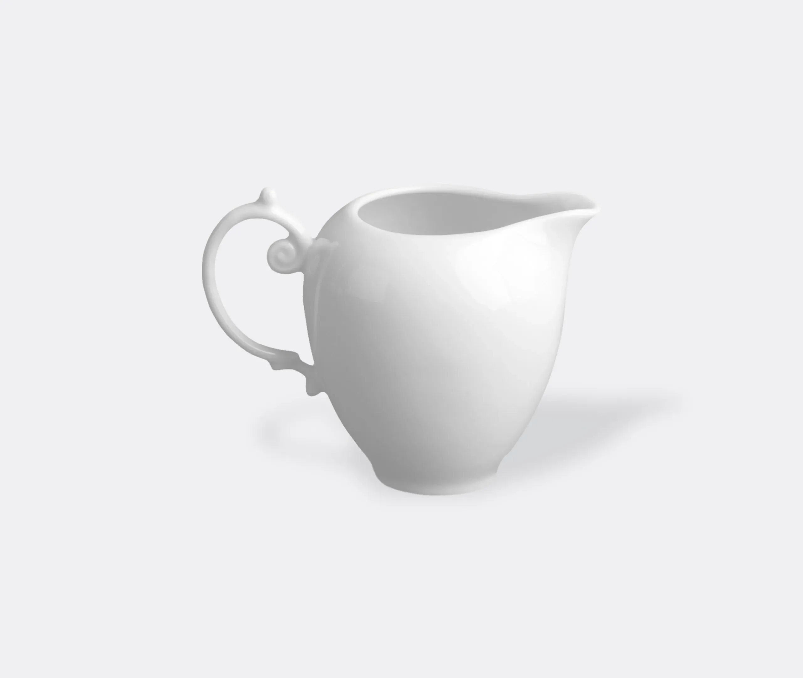 Creamer with Decorative Handle - White, Porcelain