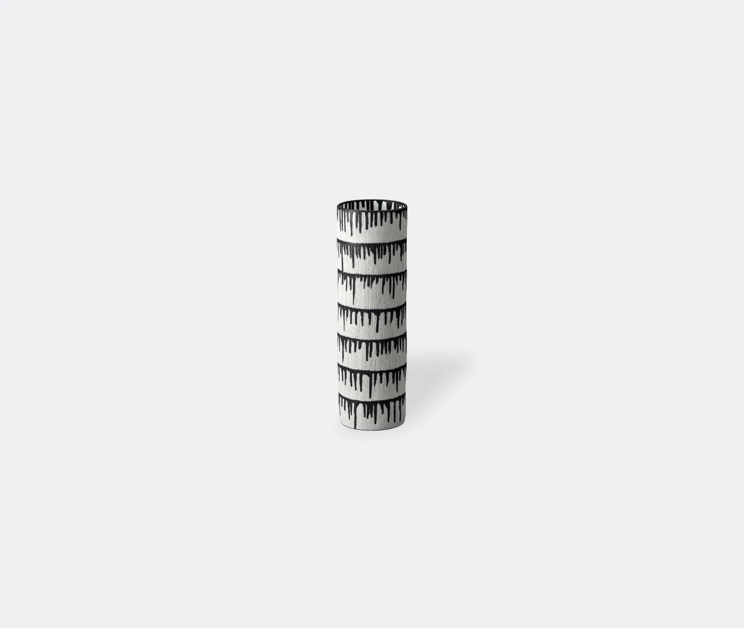 Cylindrical Vase with Drip Effect - Black, Porcelain image
