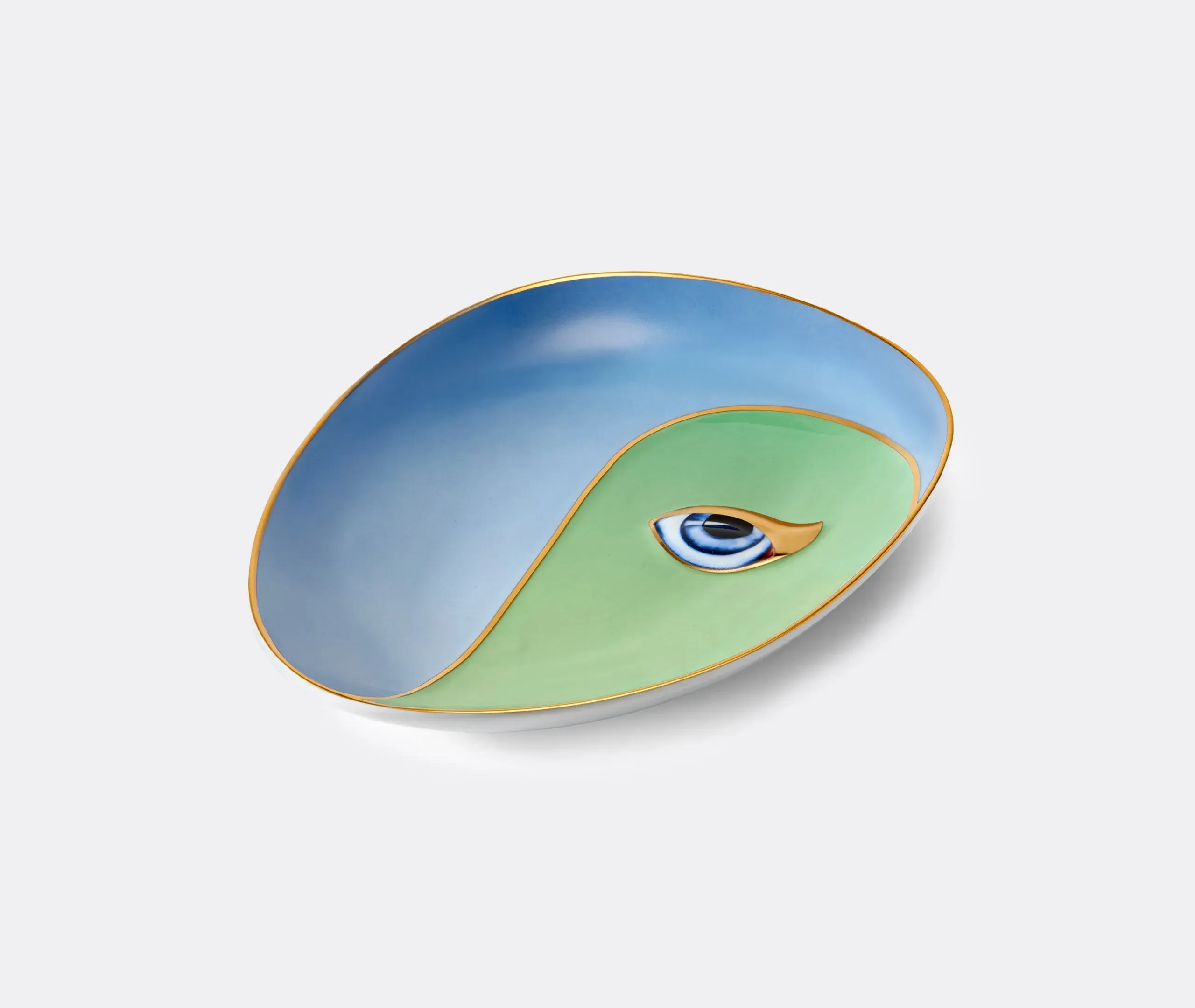 Decorative Vide Poche with Gold Eye - Blue Green