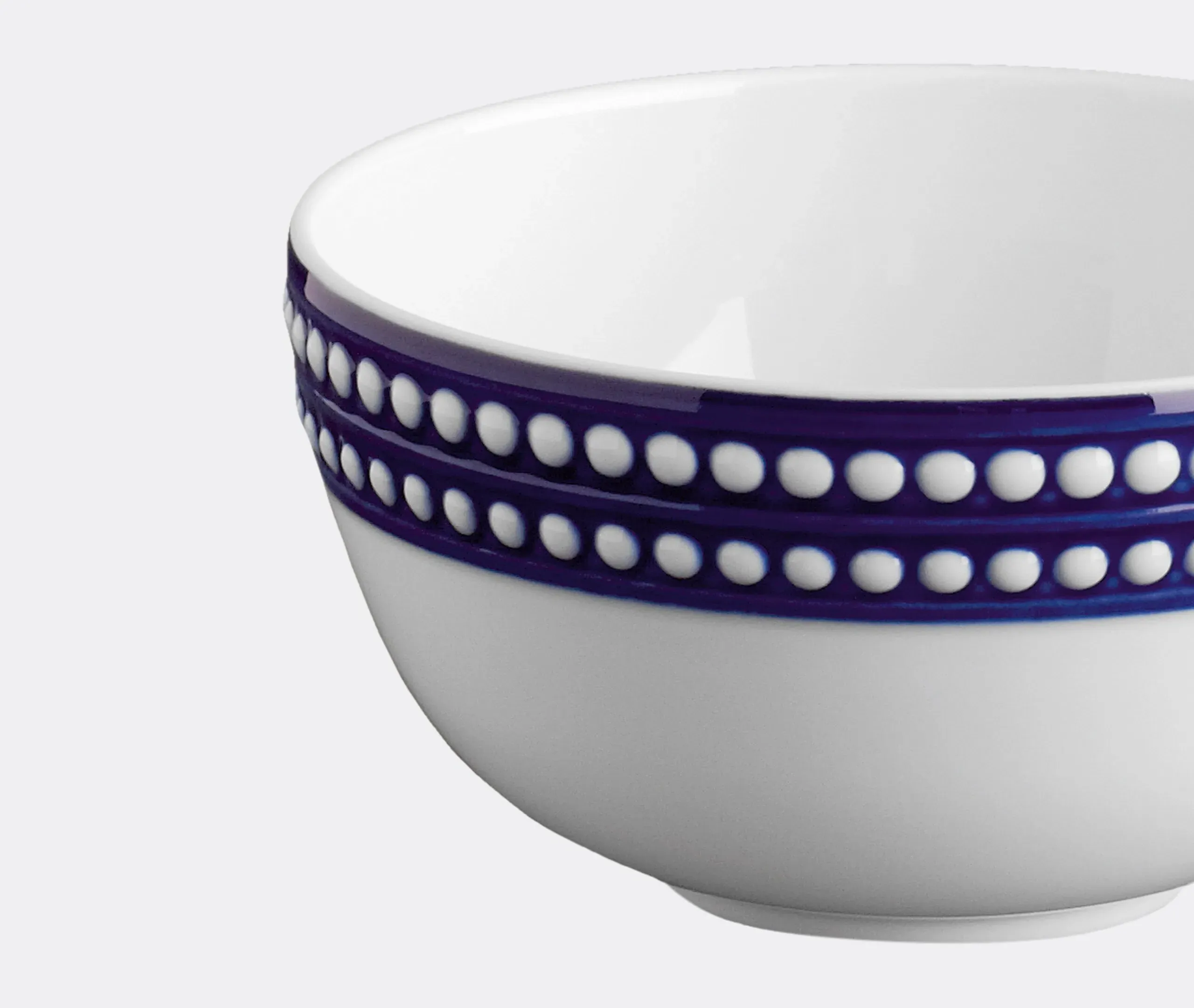 Deep Cereal Bowl with Painted Rim - Blue, Porcelain