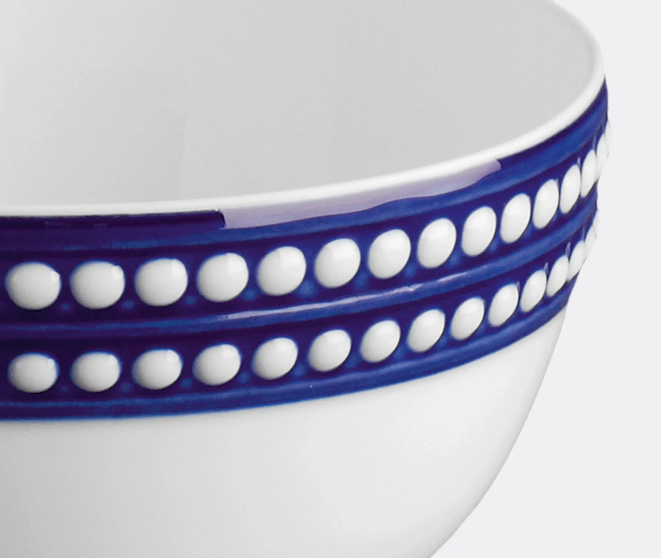 Deep Cereal Bowl with Painted Rim - Blue, Porcelain