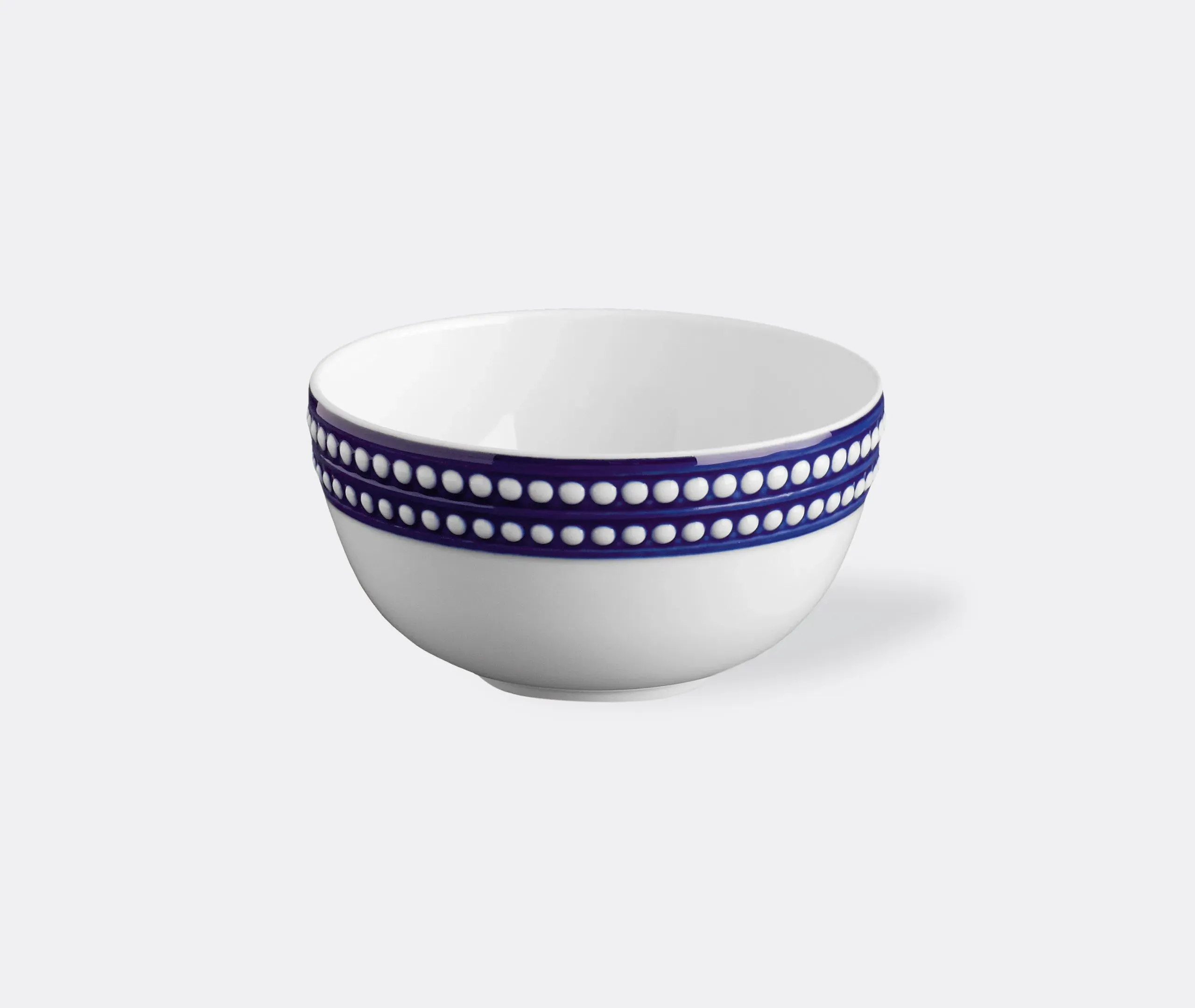 Deep Cereal Bowl with Painted Rim - Blue, Porcelain