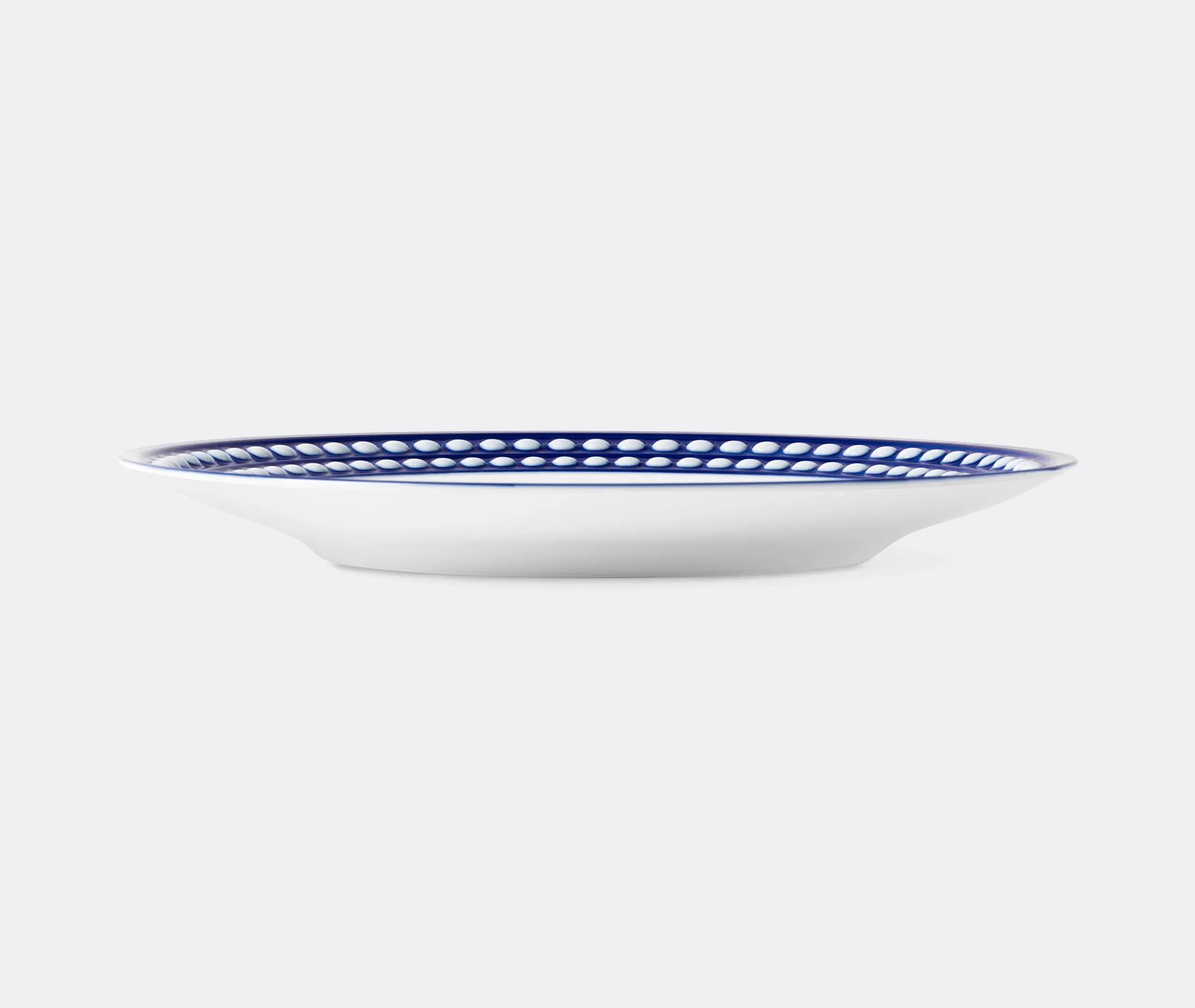 Dessert Plate with Hand-Painted Rim - Blue, Porcelain