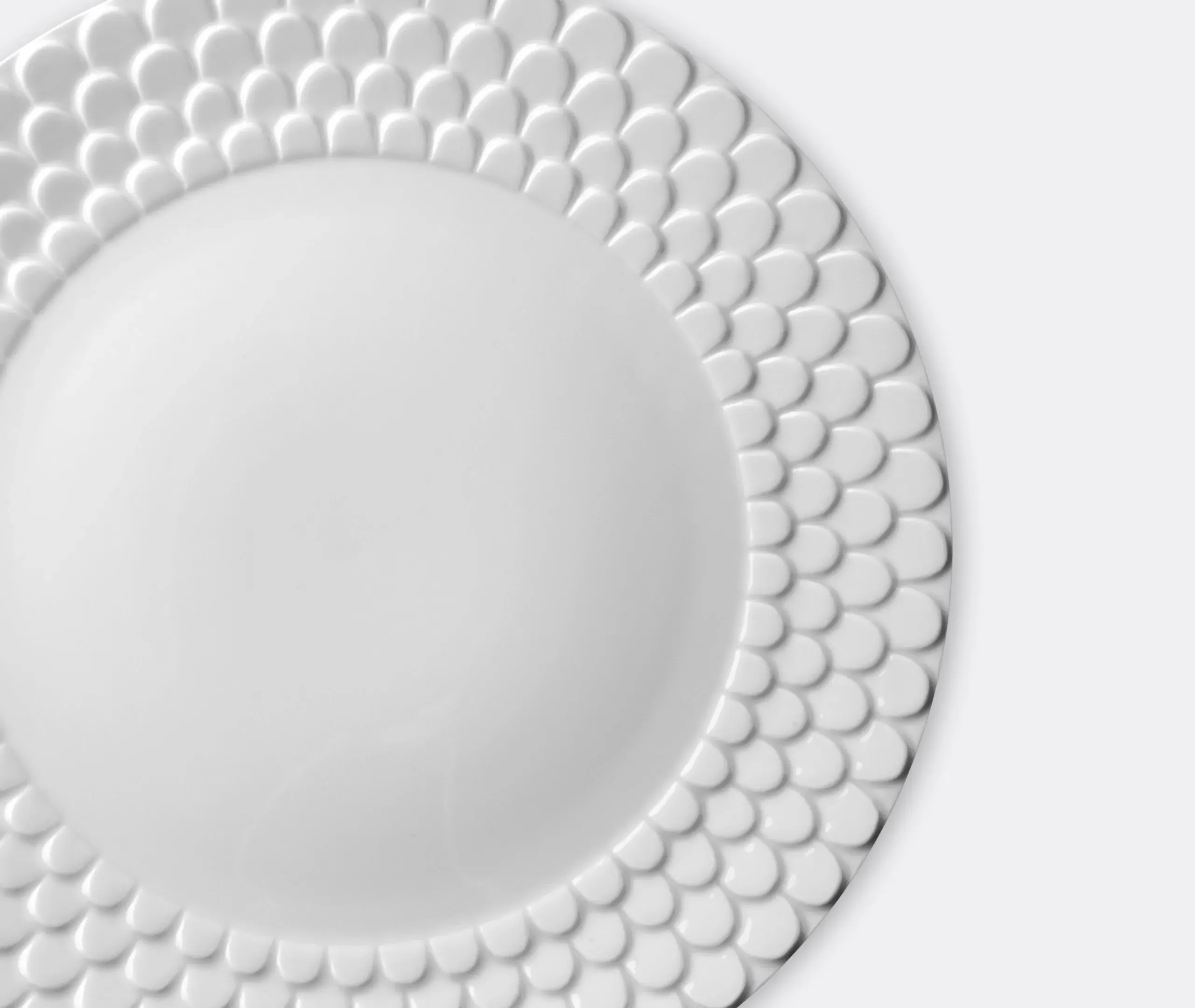 Dessert Plate with Wave Design - White, Porcelain