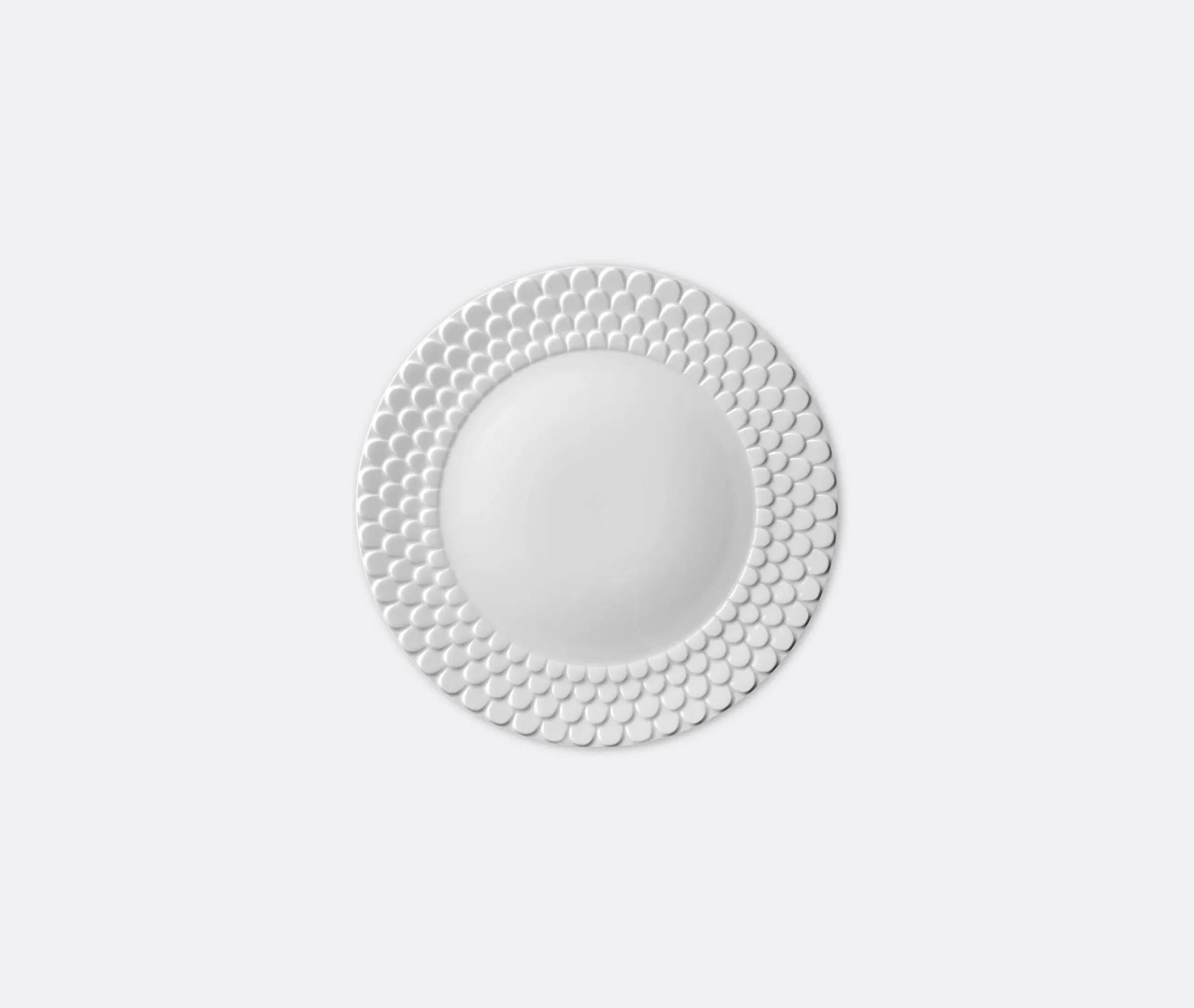 Dessert Plate with Wave Design - White, Porcelain