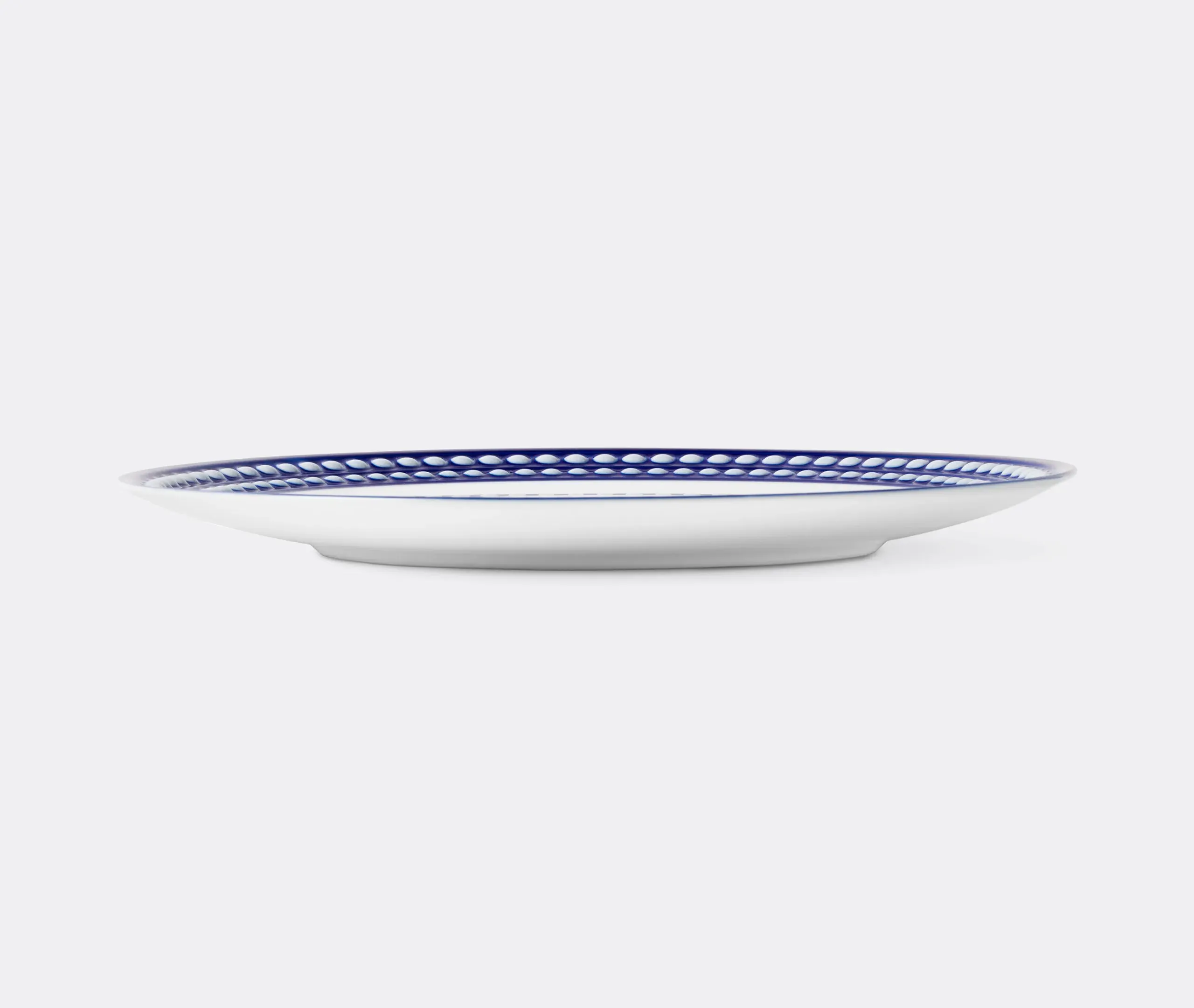 Dinner Plate with Hand-Painted Rim - Blue, Porcelain