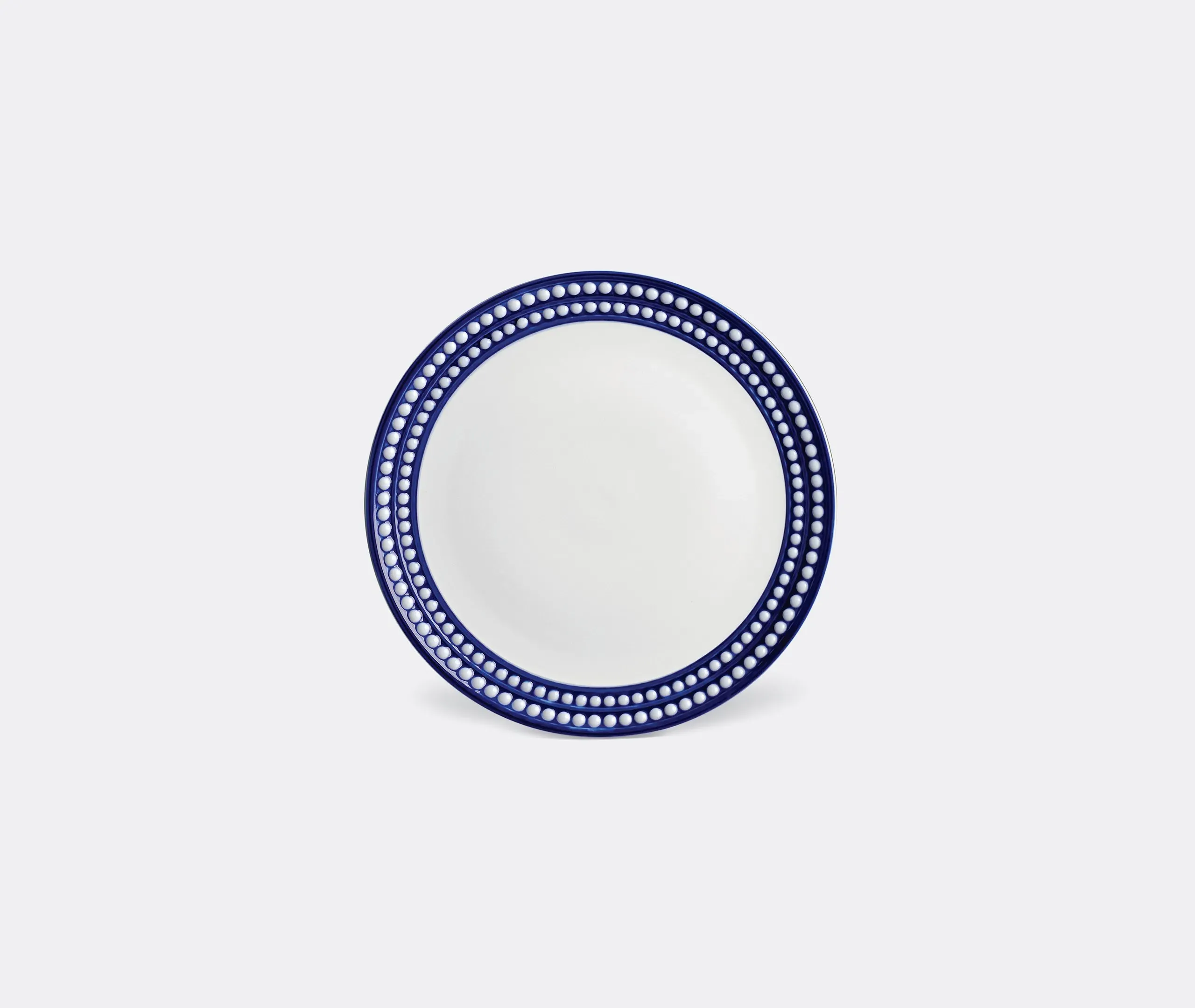 Dinner Plate with Hand-Painted Rim - Blue, Porcelain