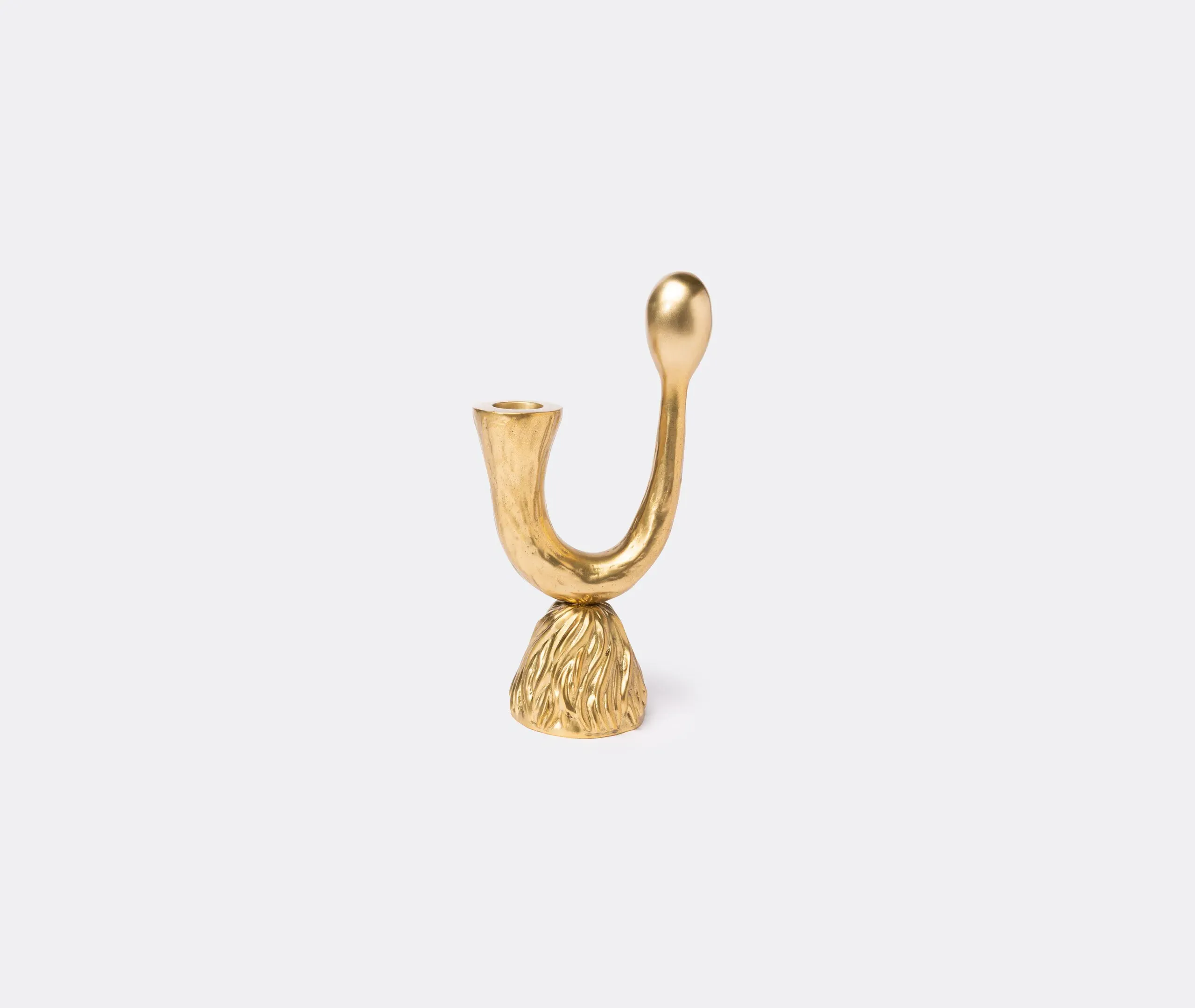 Horn Candlestick Holder - Antique Gold, Brass image