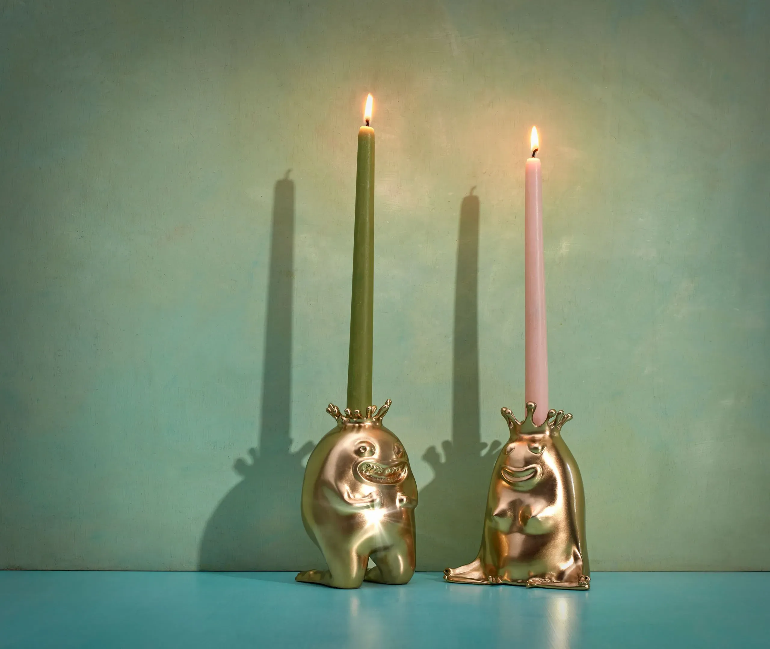 King And Queen Candlesticks - Gold, Porcelain