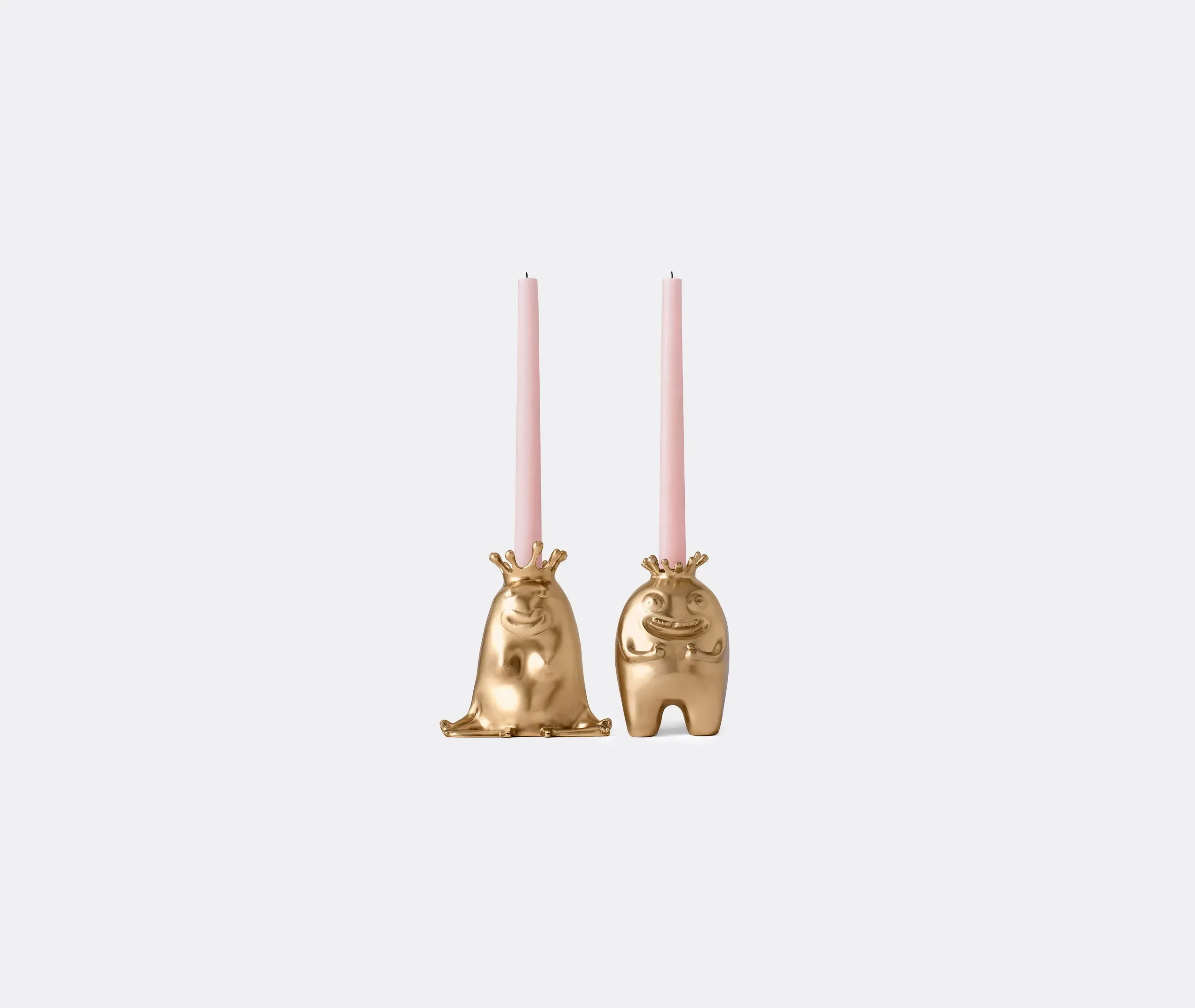 King And Queen Candlesticks - Gold, Porcelain
