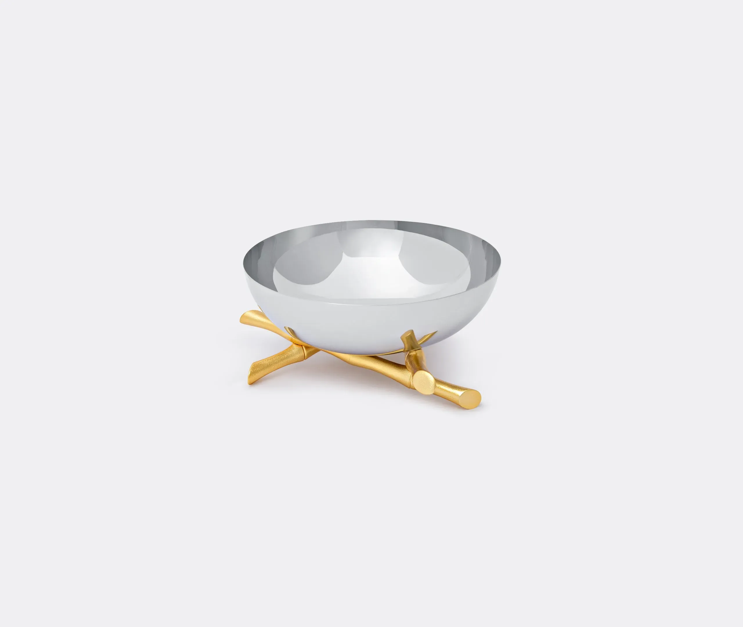 Large Serving Bowl with Stand - Gold, Steel