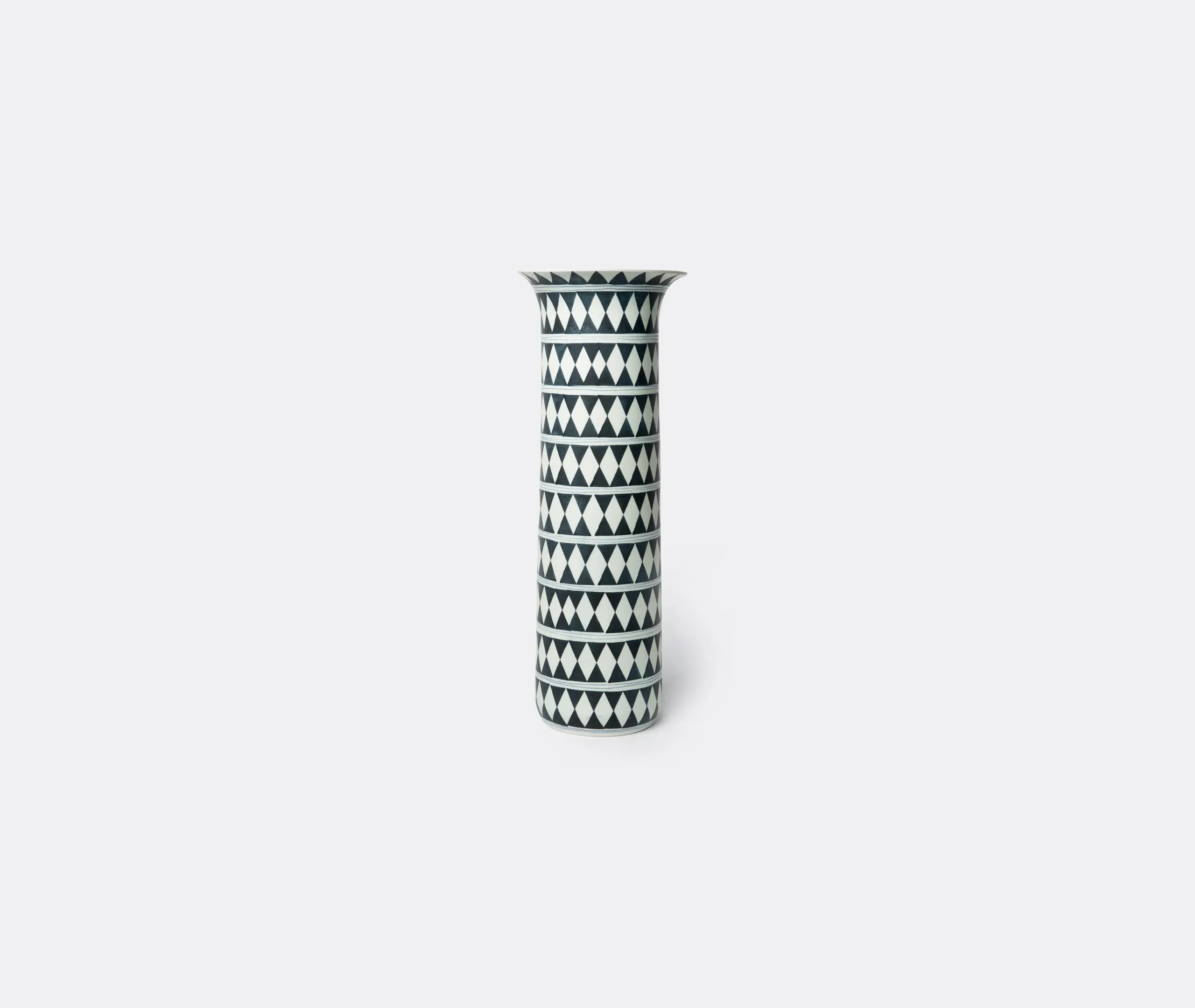 Large Tribal Diamond Vase - Black, Earthenware