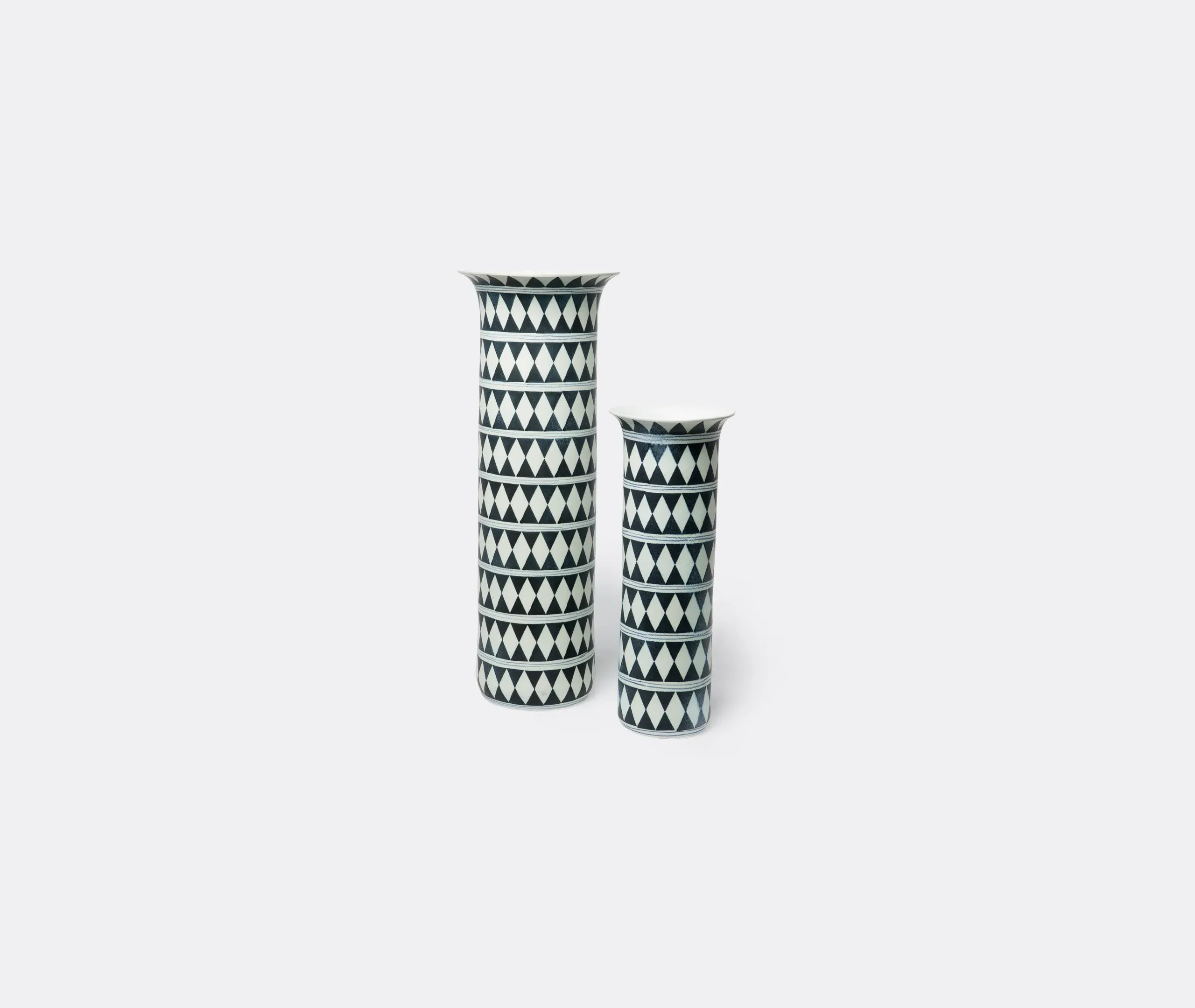 Large Tribal Diamond Vase - Black, Earthenware
