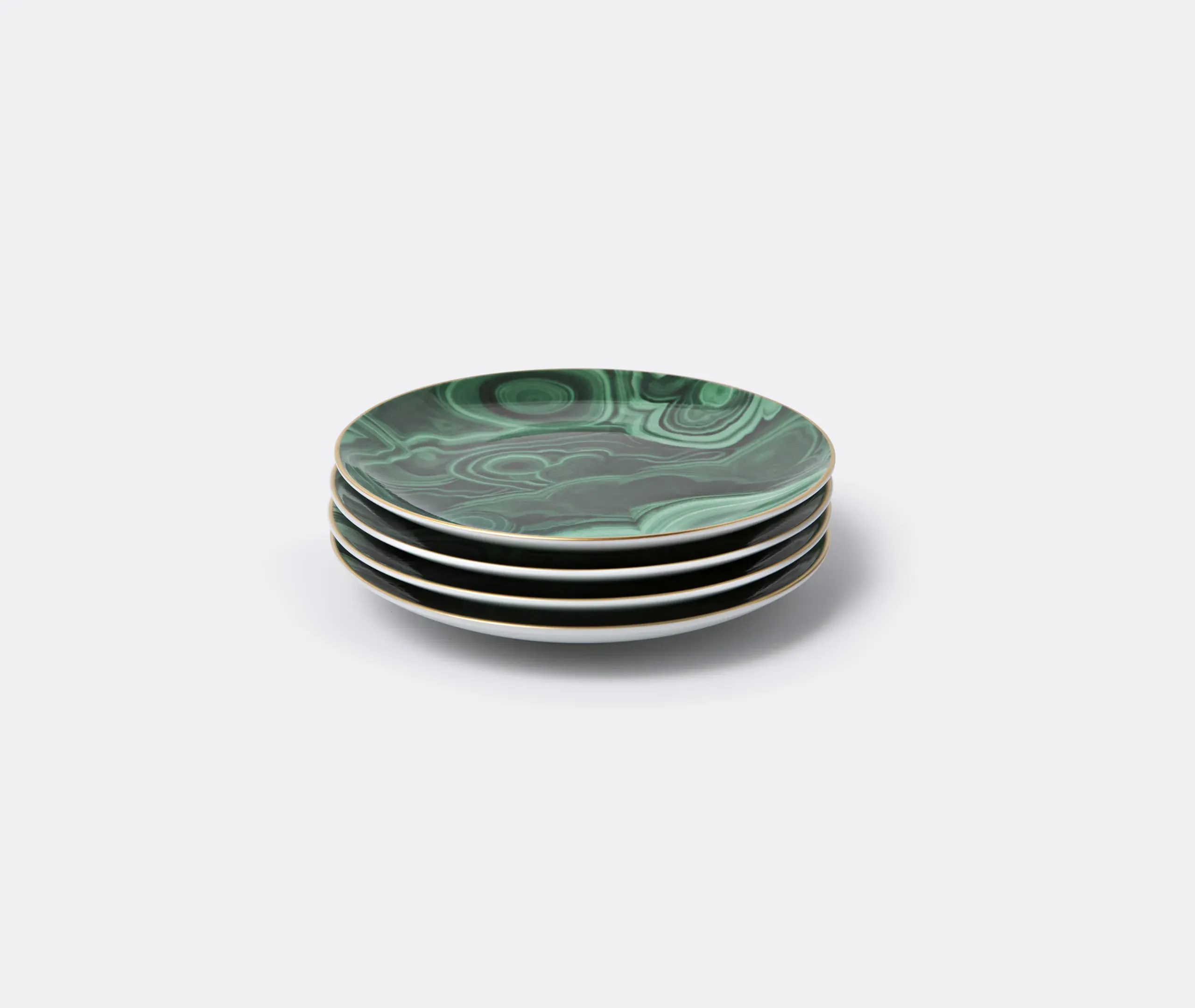 Malachite Canapé Plate Set of Four - Green, Gold
