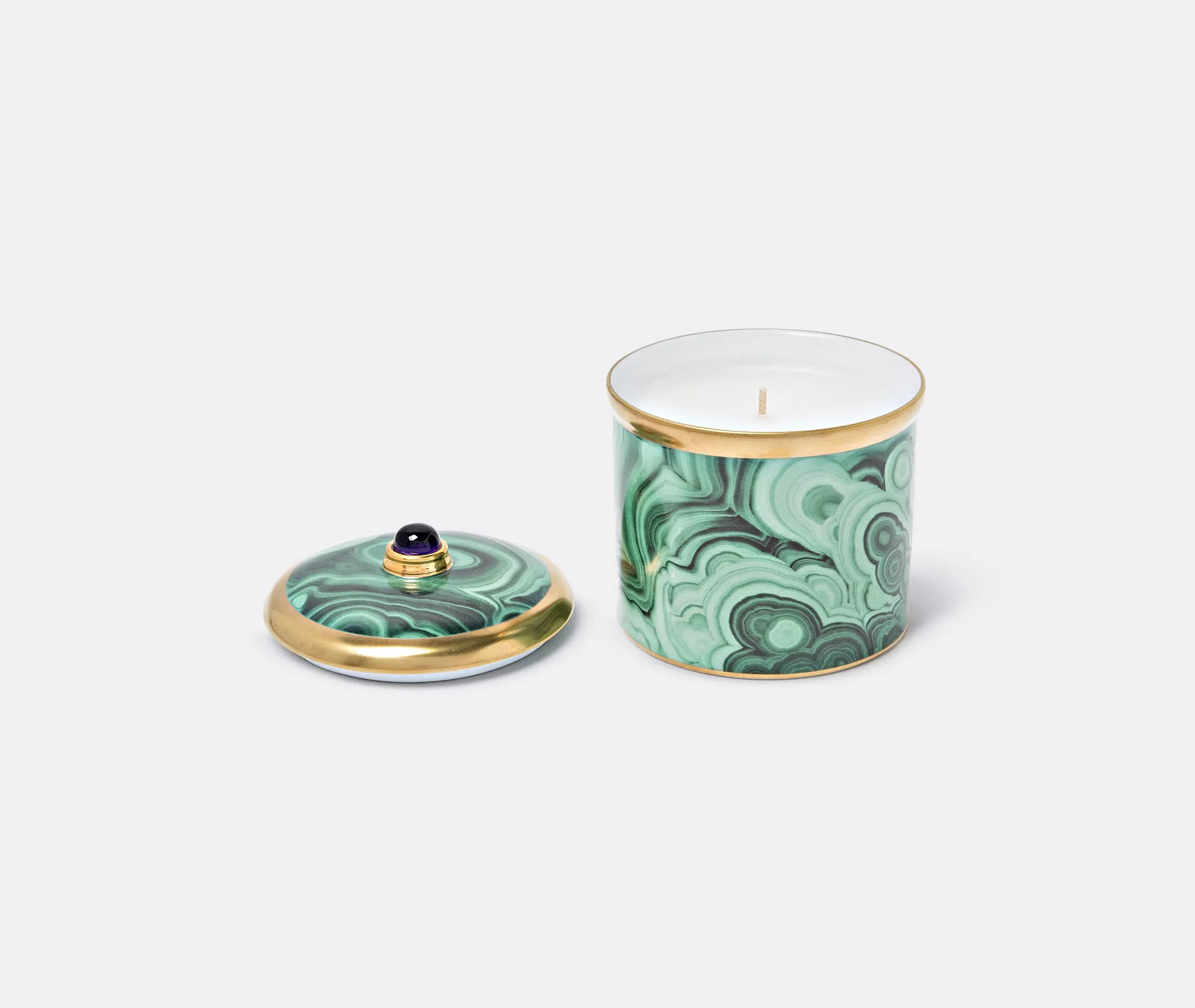 Malachite Candle with Lid - Green, Porcelain