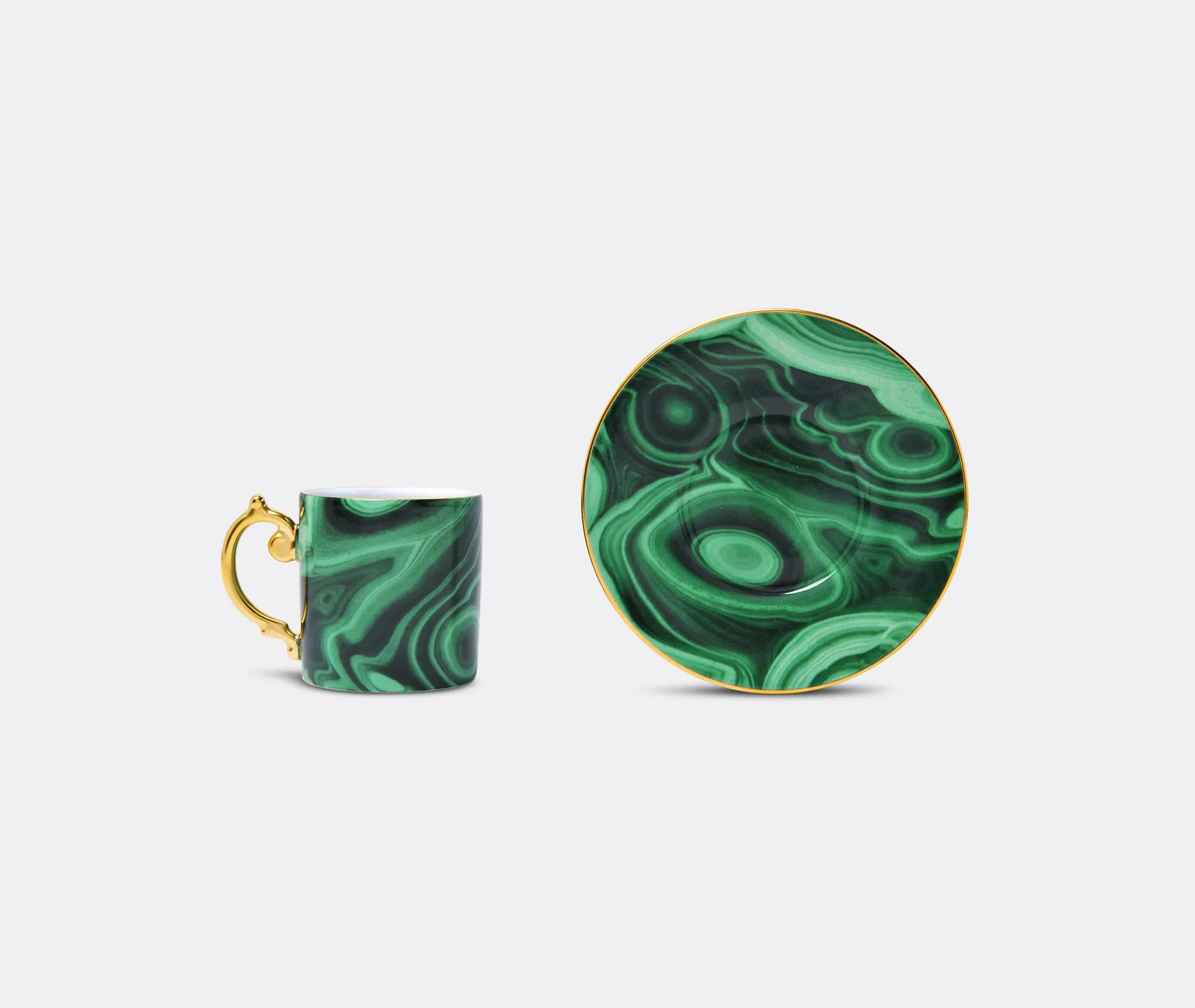 Malachite Espresso Cup and Saucer Set - Green, Porcelain