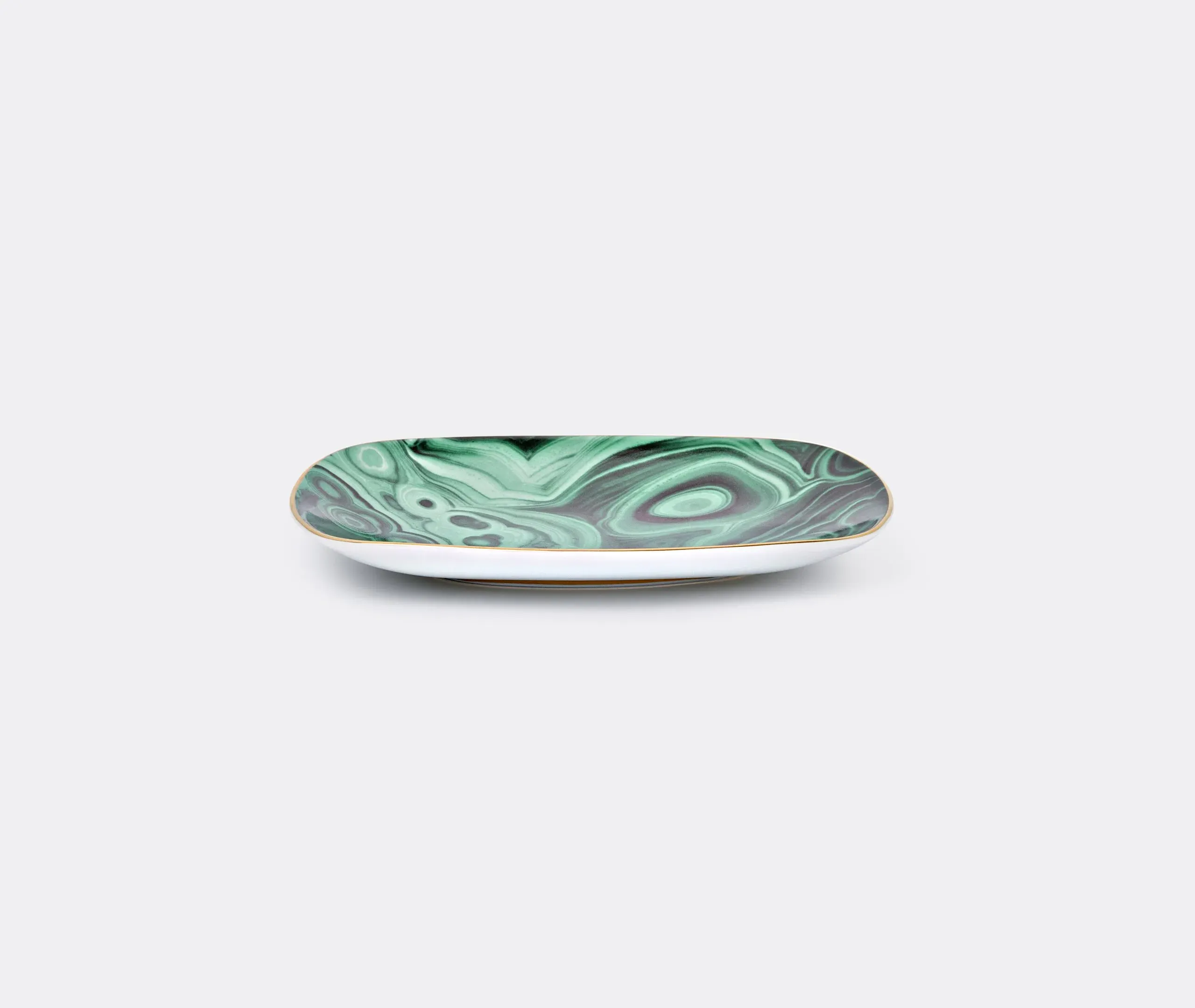 Malachite Small Rectangular Tray - Green, Gold