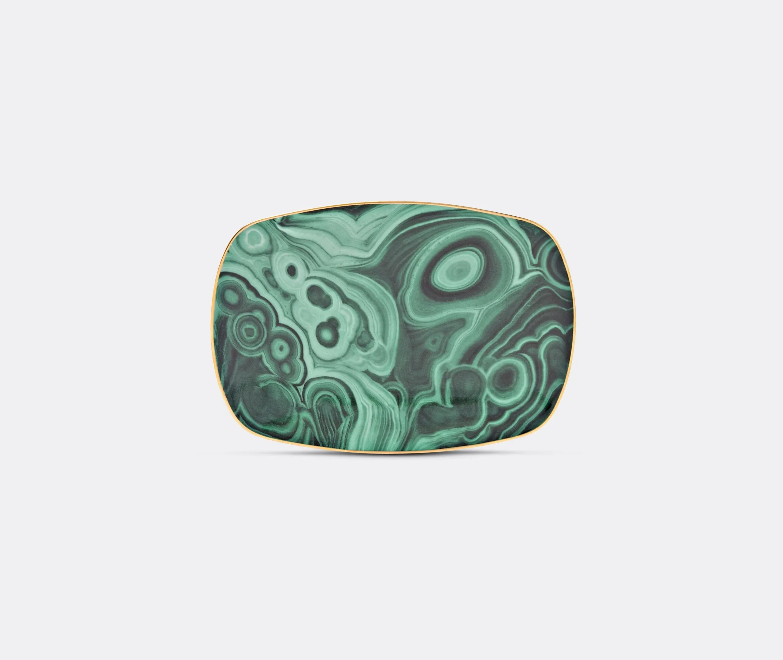 Malachite Small Rectangular Tray - Green, Gold image