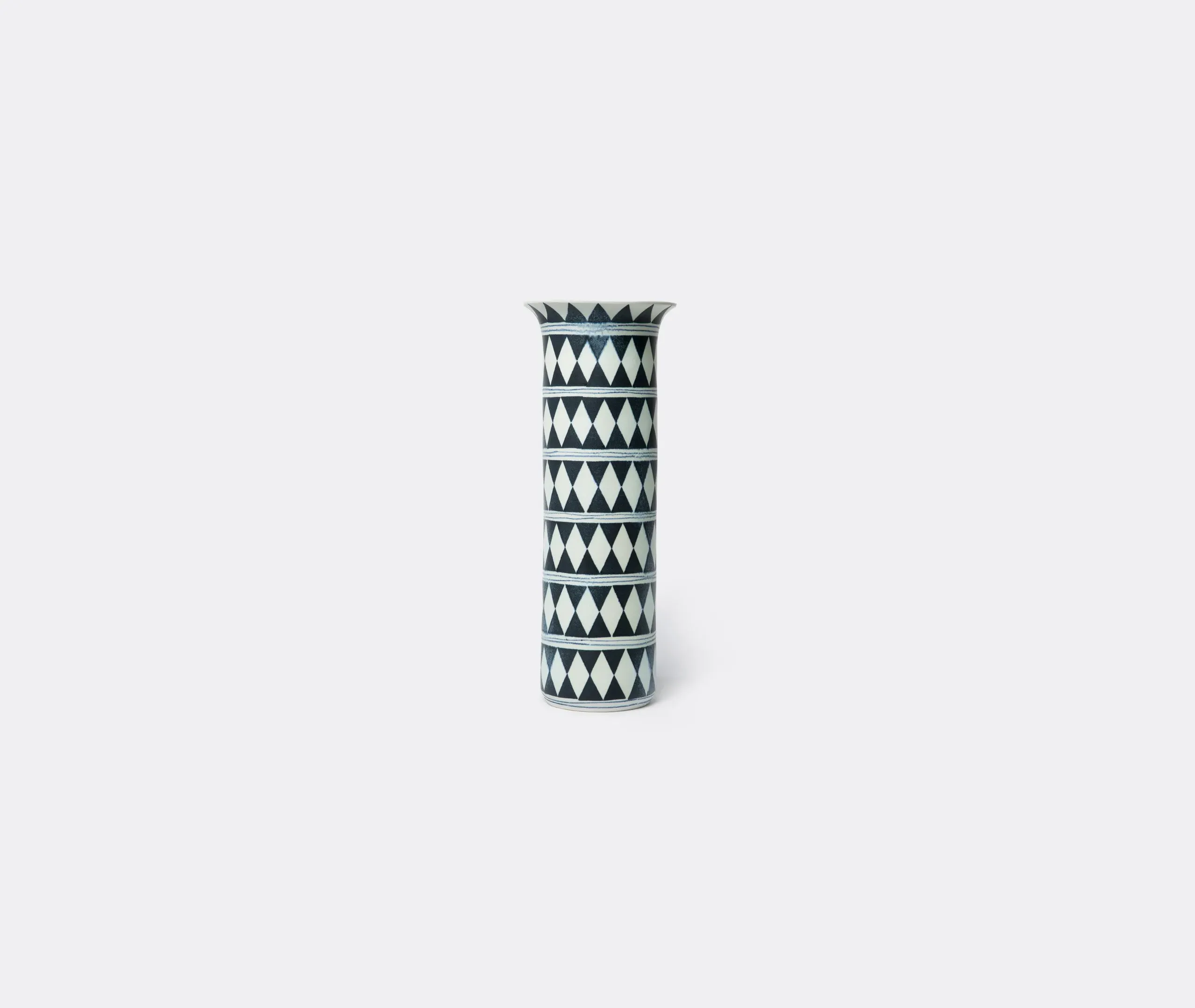 Medium Tribal Diamond Vase - Black, Earthenware