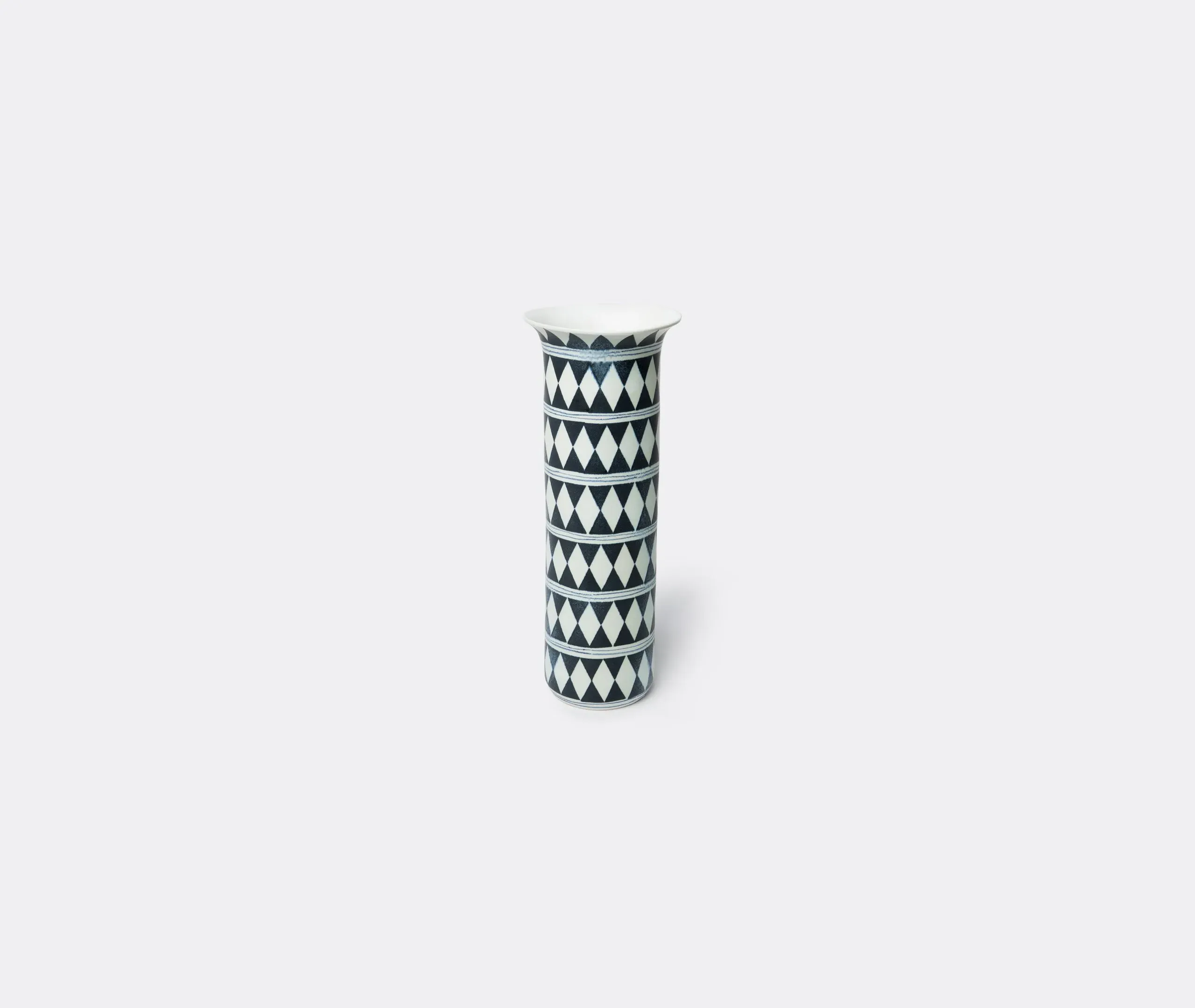 Medium Tribal Diamond Vase - Black, Earthenware