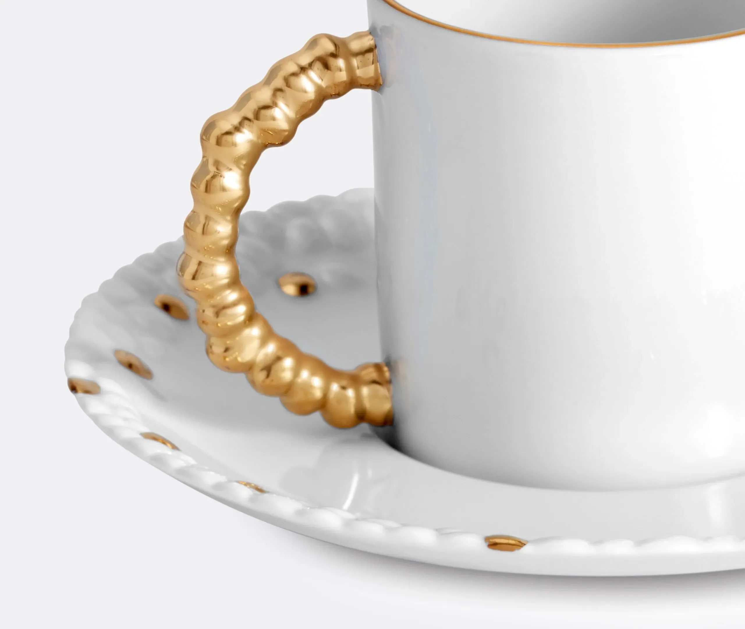 Mojave Espresso Cup & Saucer - White & Gold, Porcelain