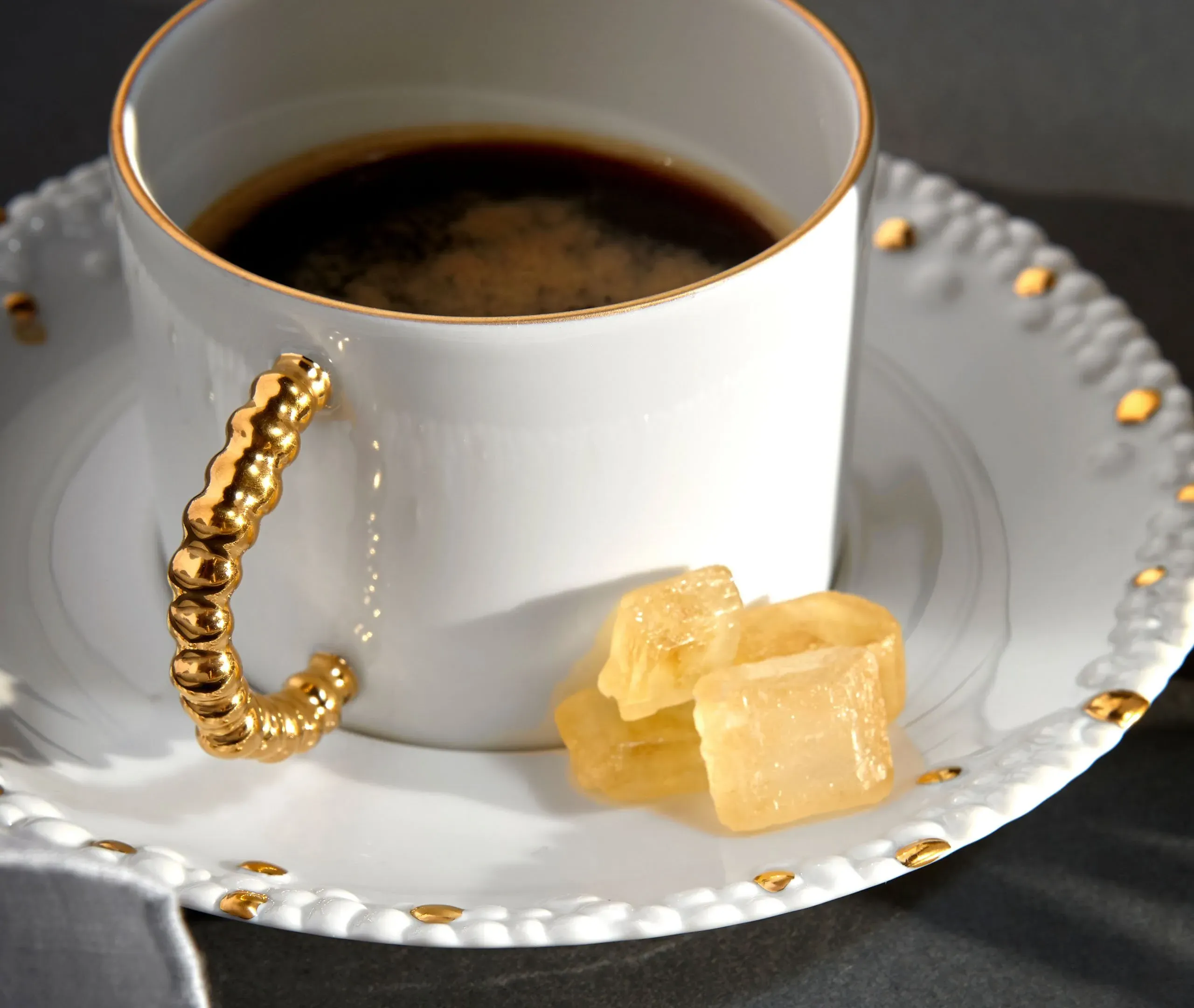 Mojave Espresso Cup & Saucer - White & Gold, Porcelain