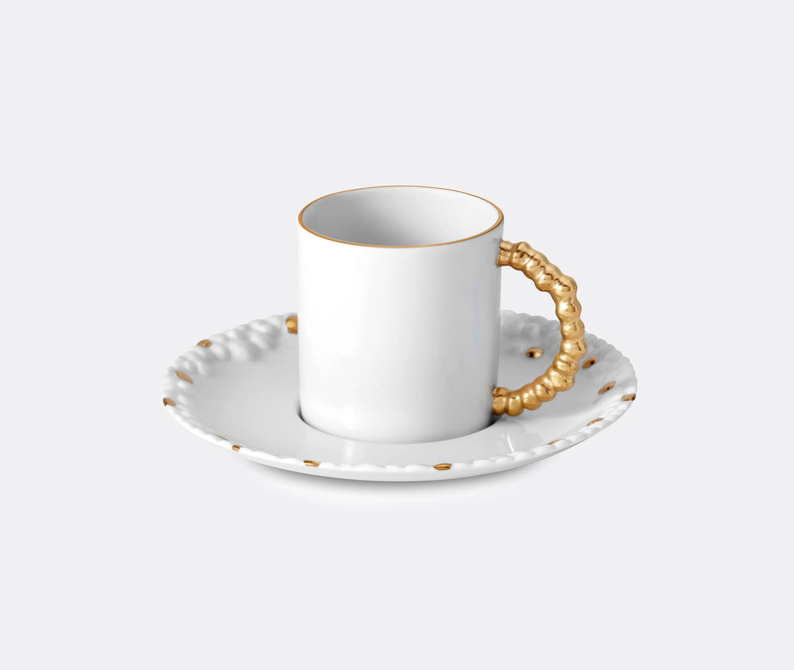 Mojave Espresso Cup & Saucer - White & Gold, Porcelain