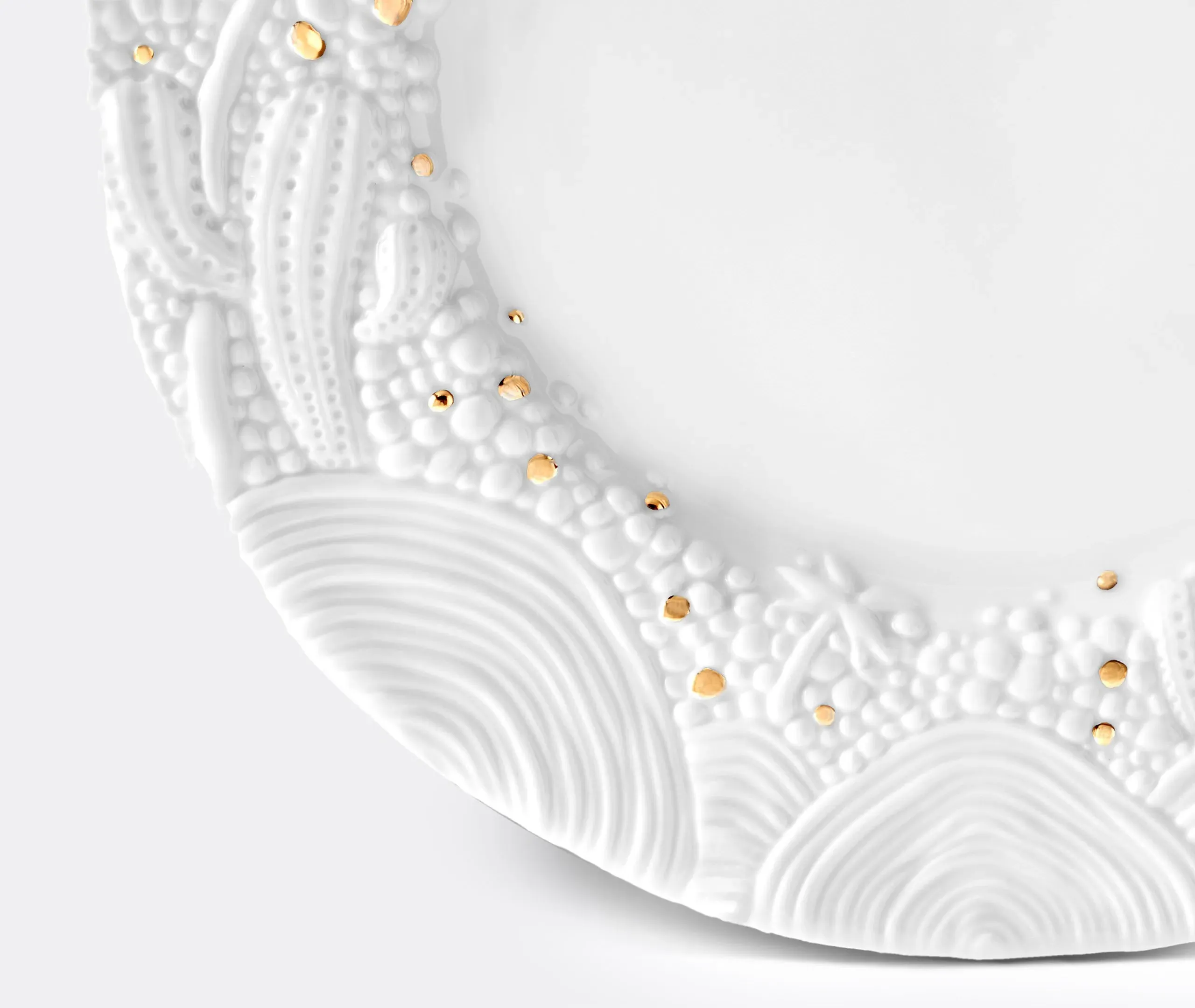 Oval Charger Plate with Gold Rim - White, Porcelain