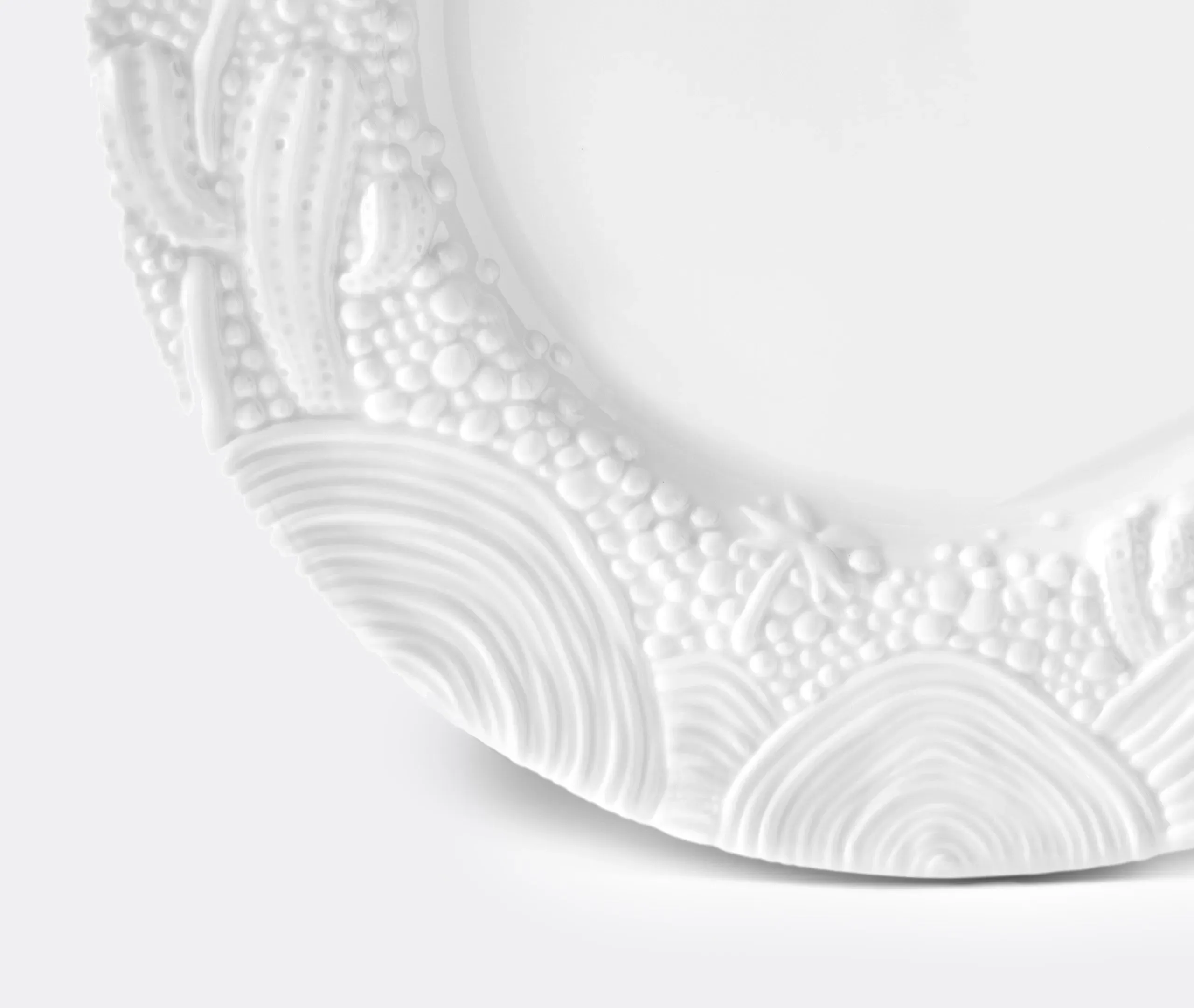Oval Charger Plate with Raised Pattern - White, Porcelain