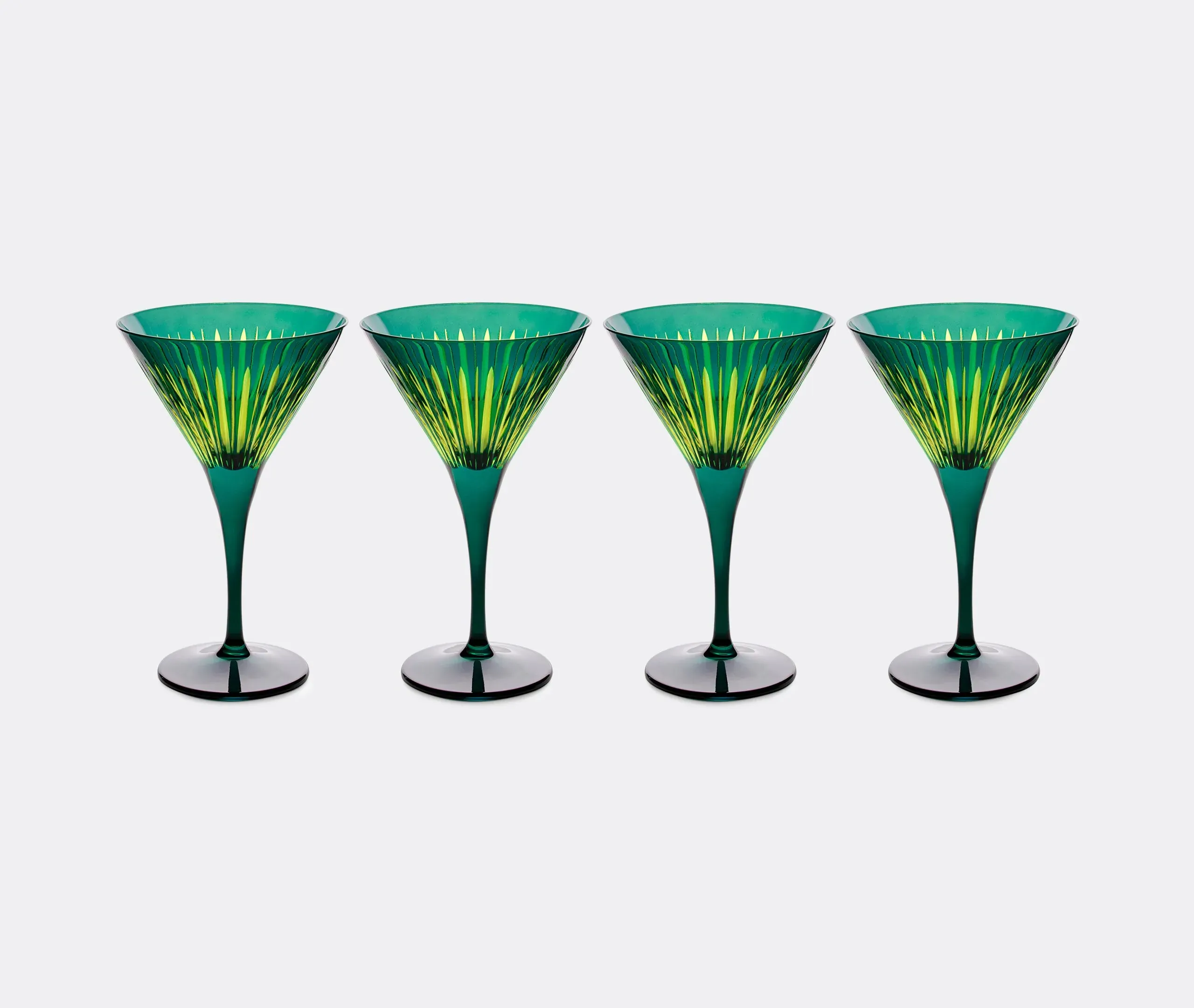 Prism Martini Glass Set of Four - Green, Glass
