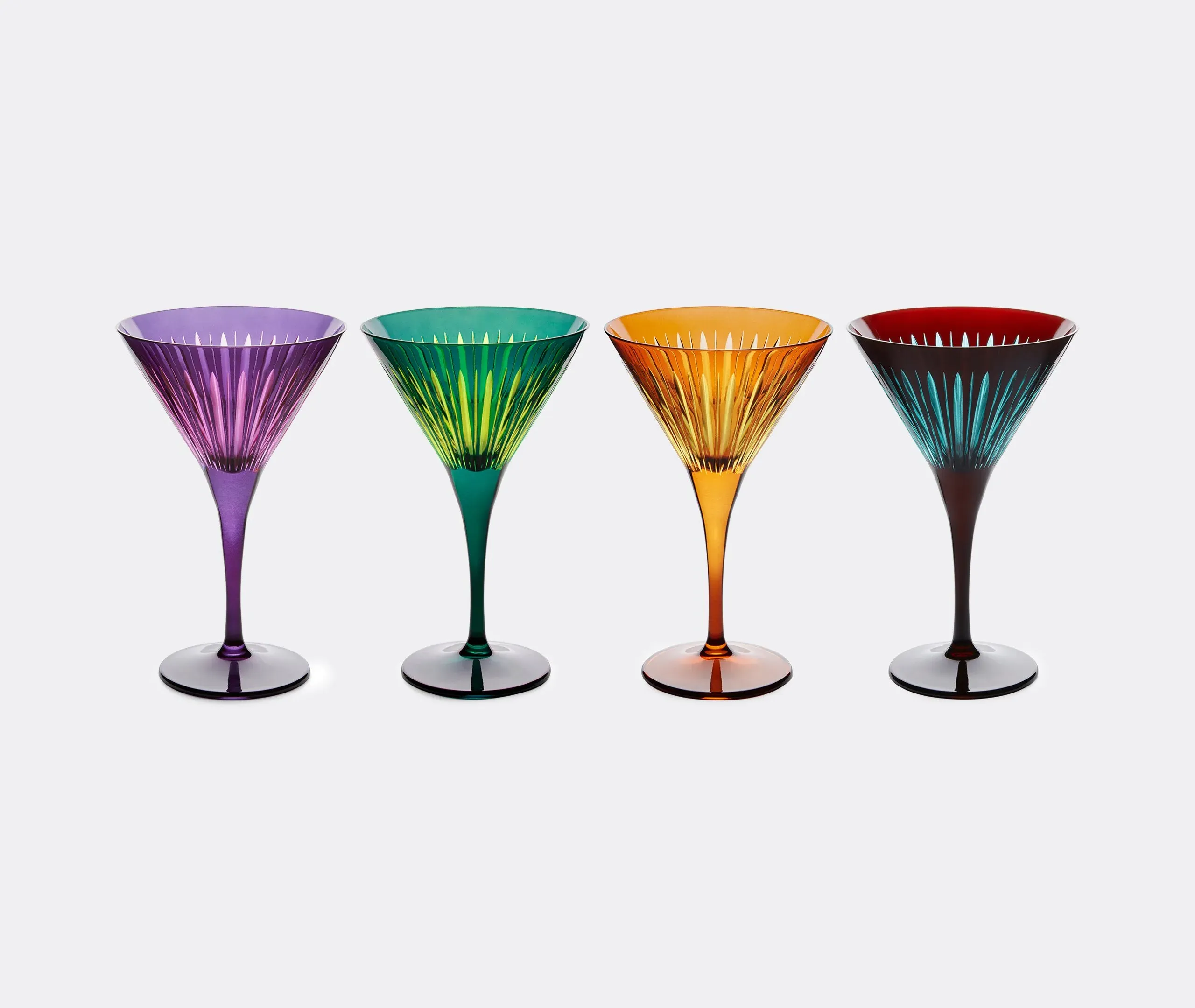 Prism Martini Glass Set of Four - Multicolor, Glass