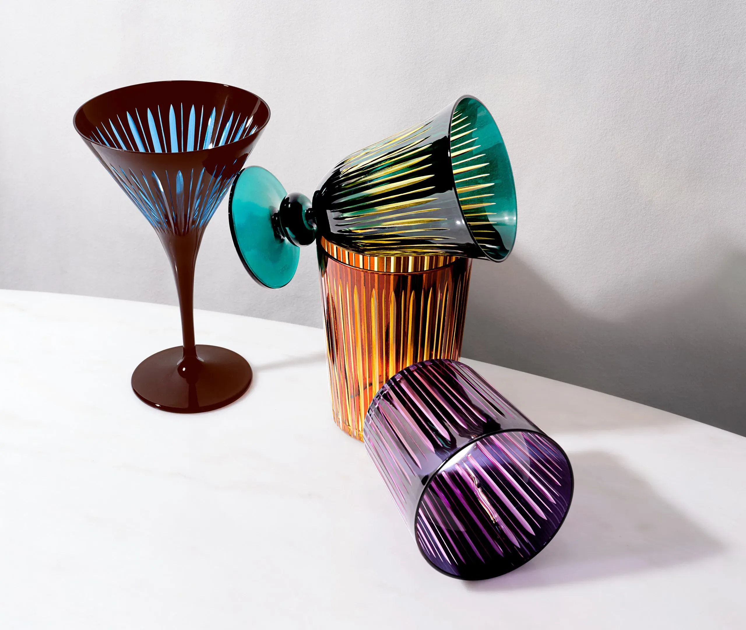 Prism Set of Four Cocktail Glasses - Multicolor, Glass