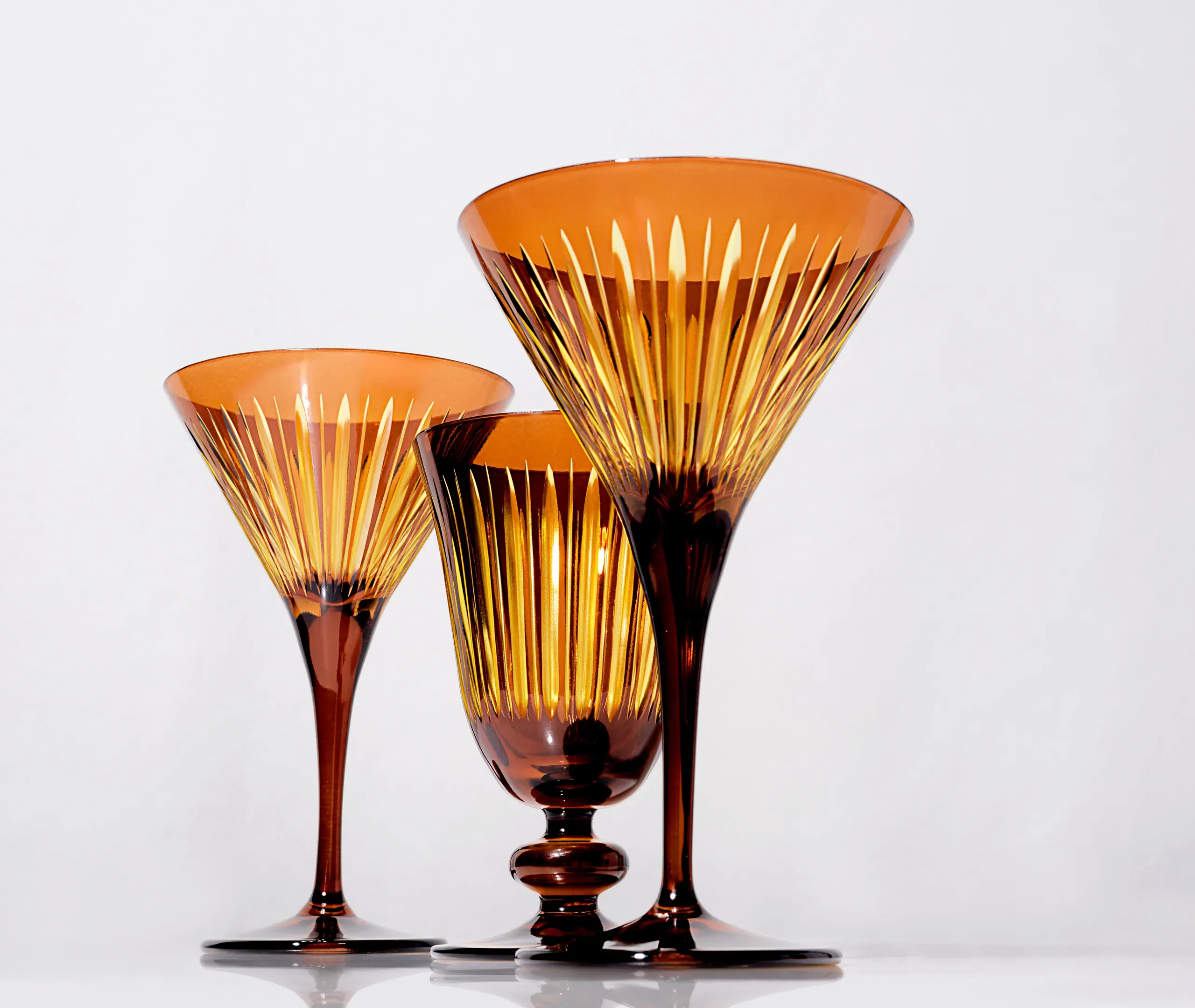 Prism Wine Glass Set of Four - Amber