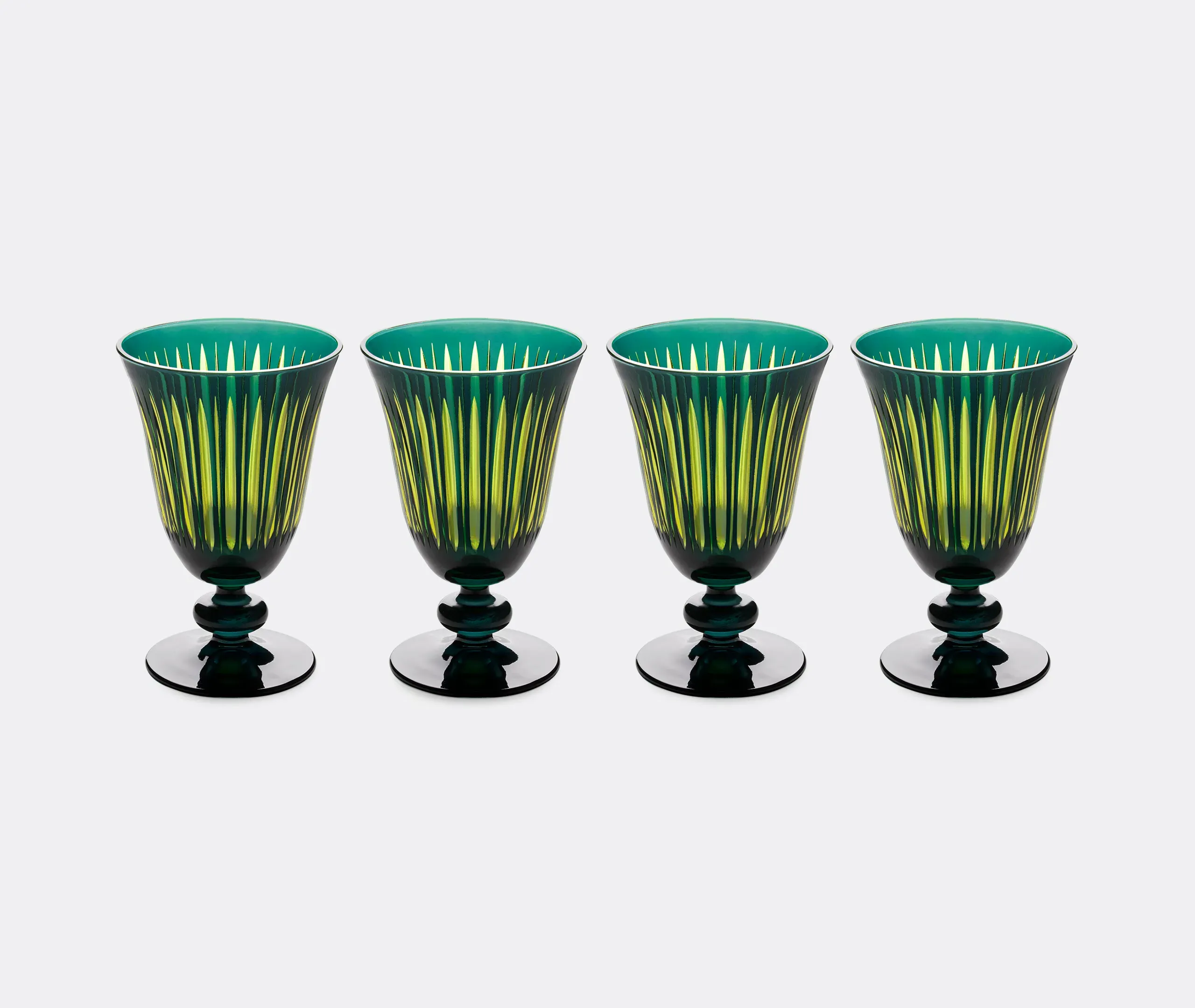 Prism Wine Glass Set of Four - Green