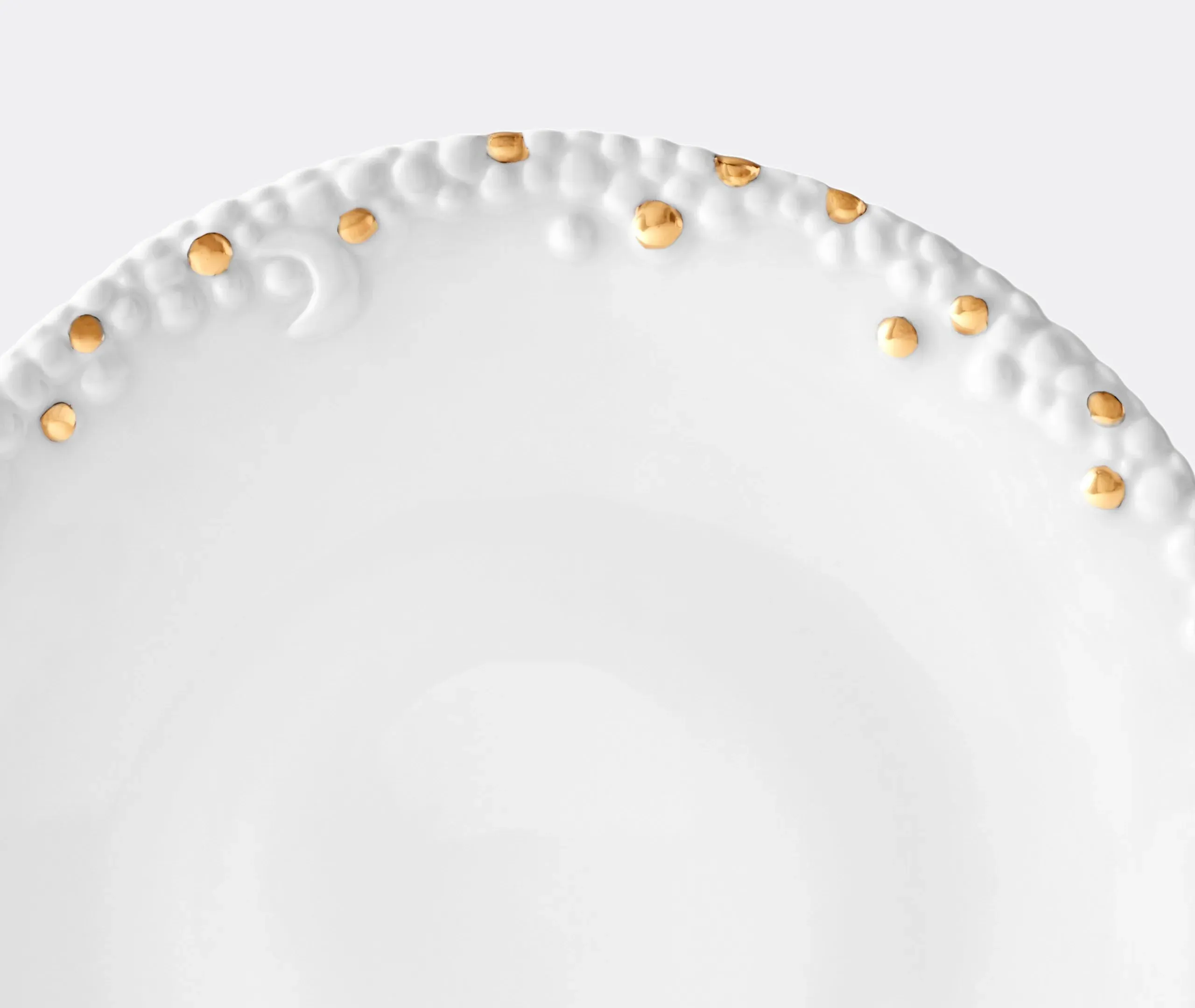 Round Dessert Plate with Gold Rim - White, Porcelain