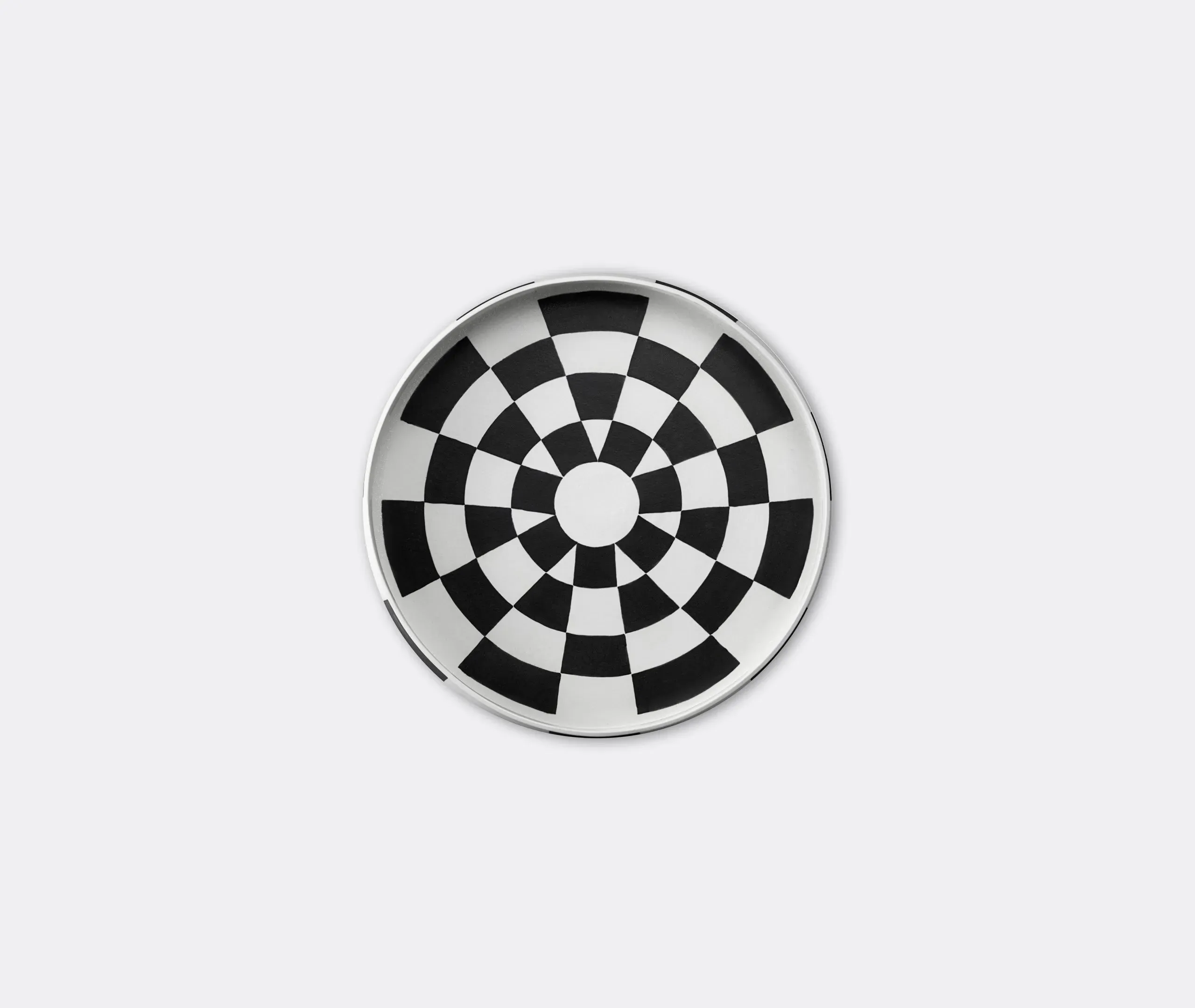 Round Platter Checkerboard Pattern - Black