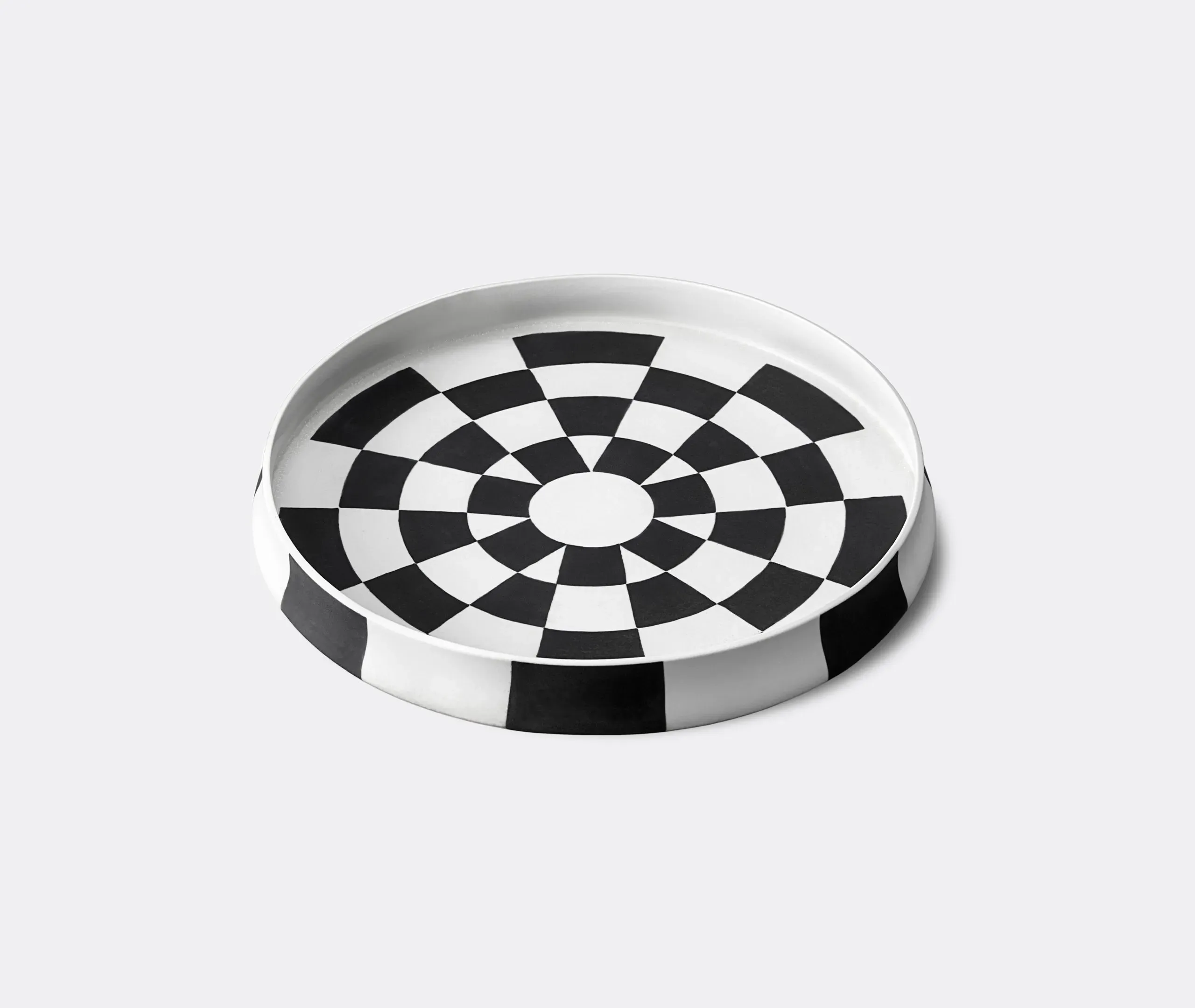 Round Platter Checkerboard Pattern - Black image