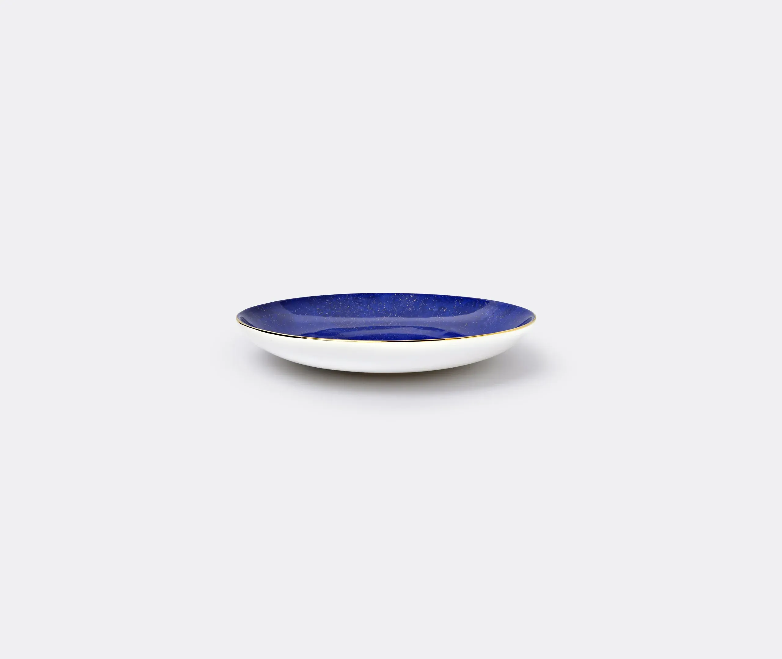 Round Platter with Gold Rim - Blue, Ceramic