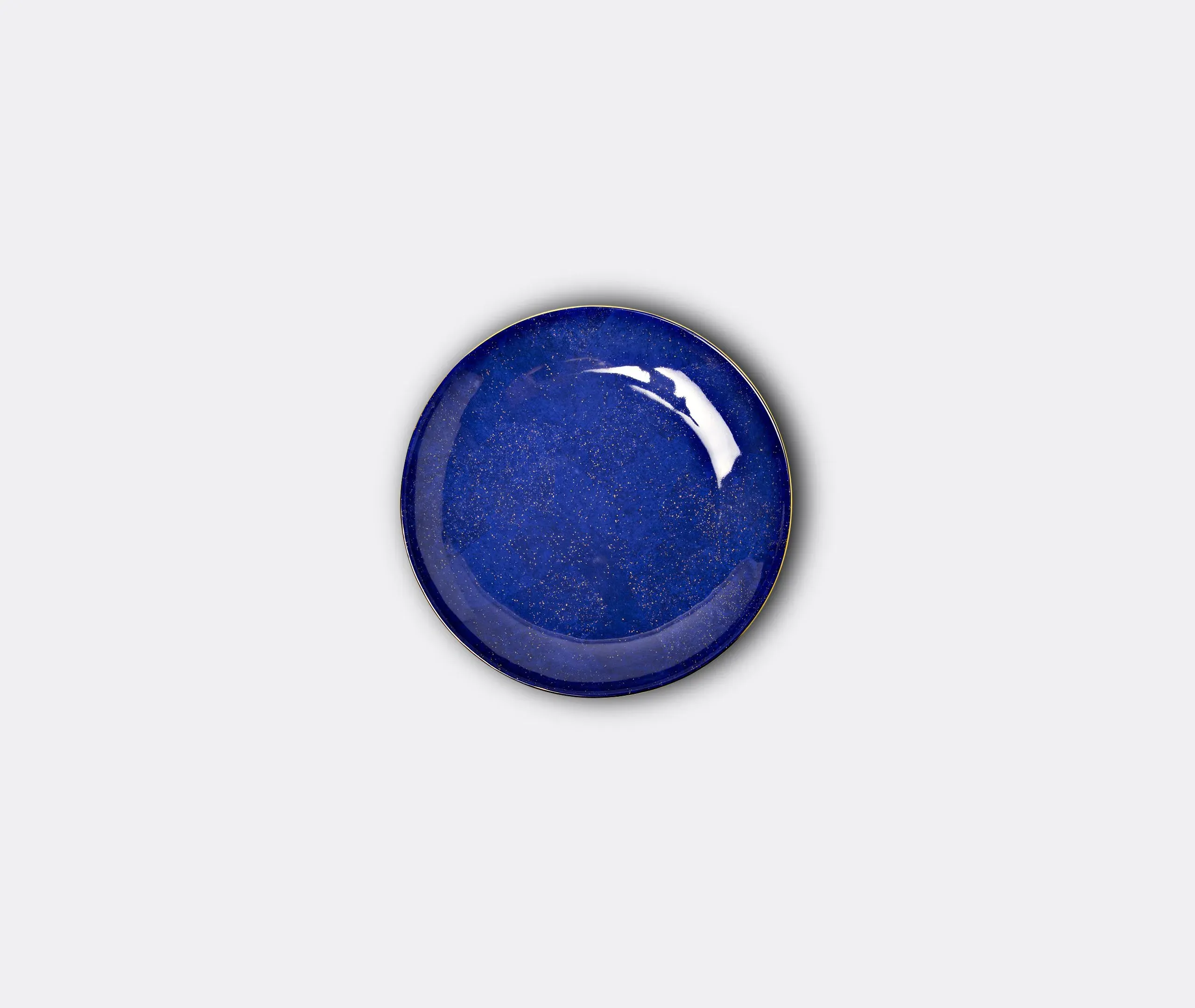 Round Platter with Gold Rim - Blue, Ceramic image