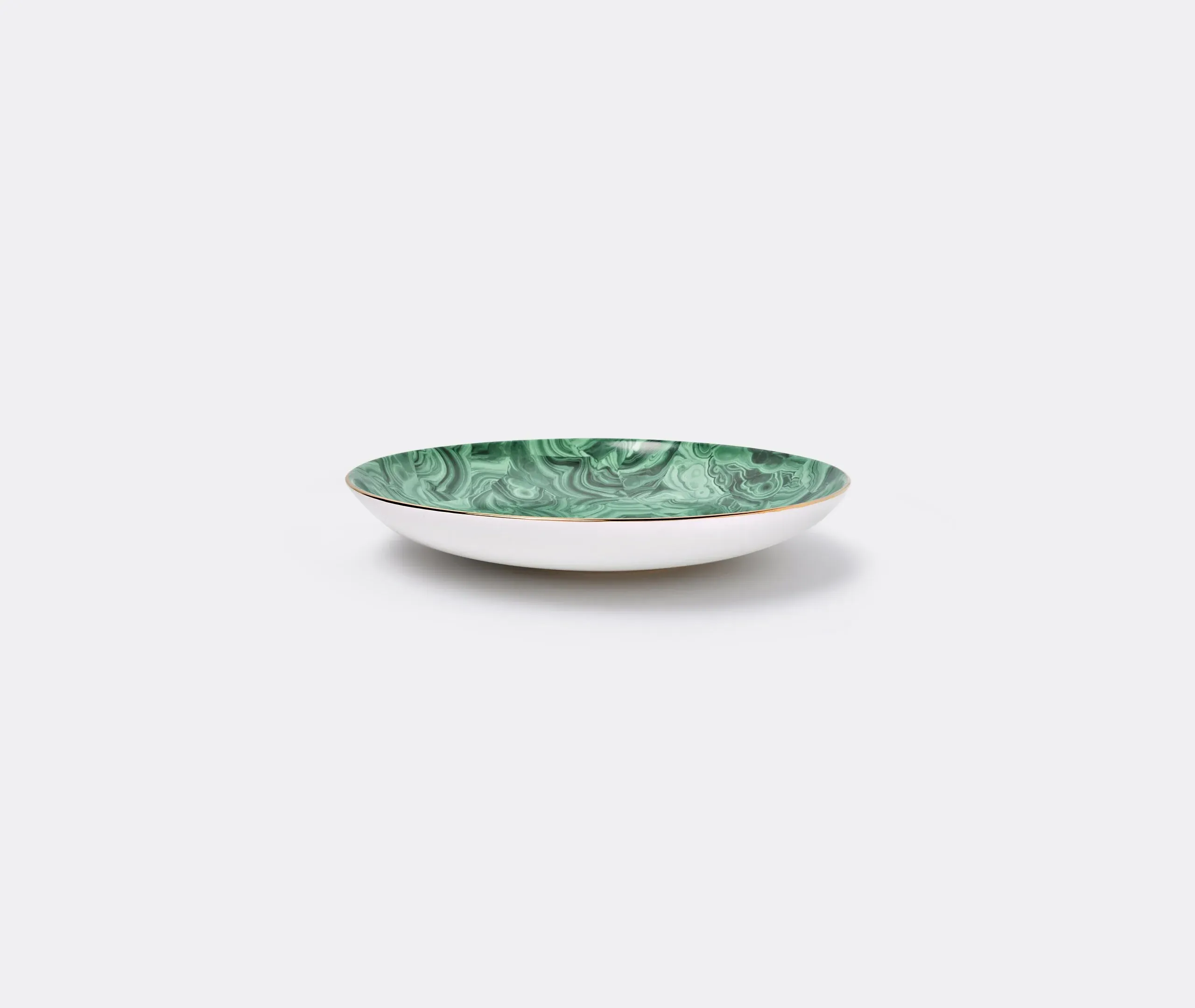 Round Platter with Gold Rim - Green, Ceramic