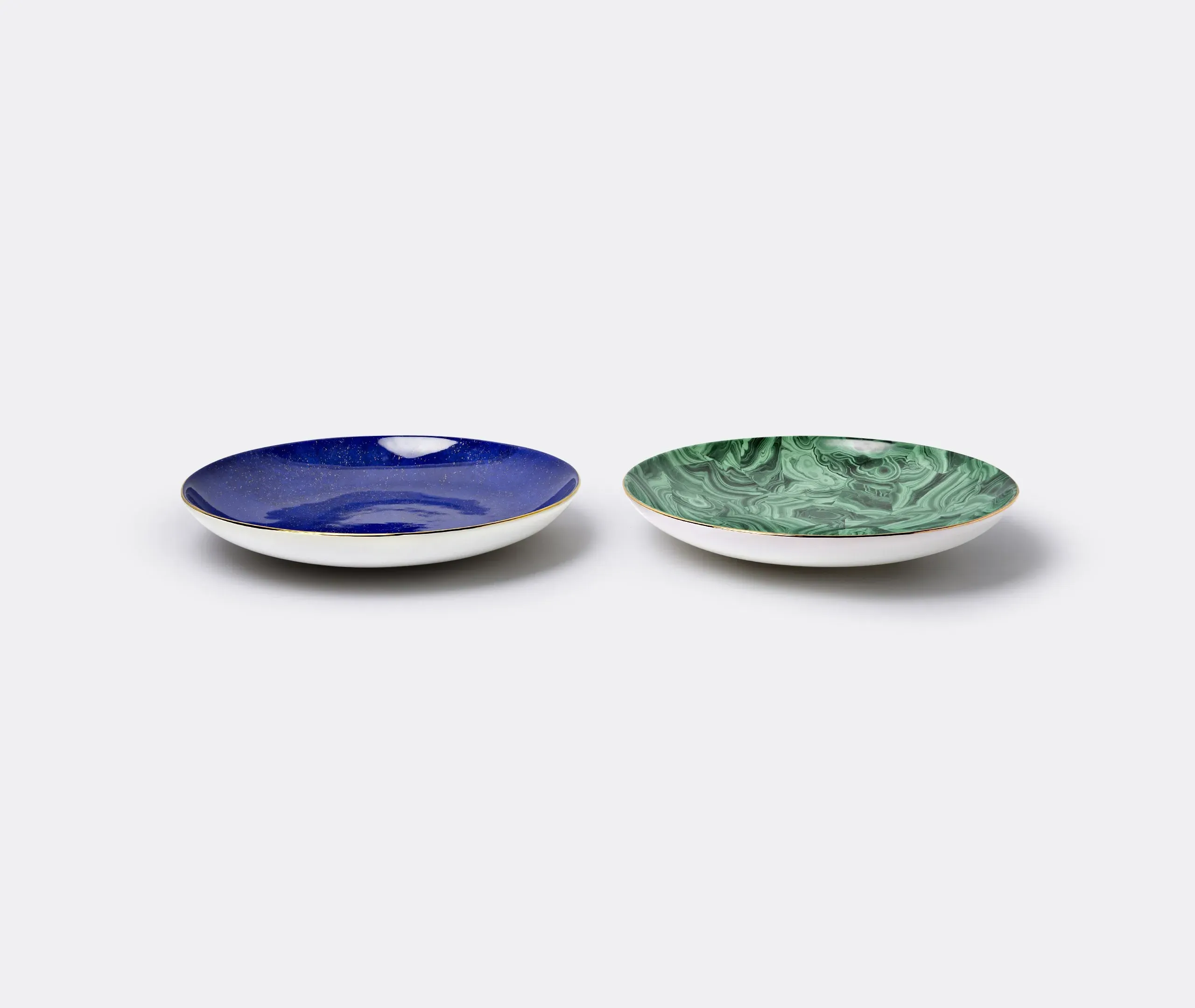 Round Platter with Gold Rim - Green, Ceramic